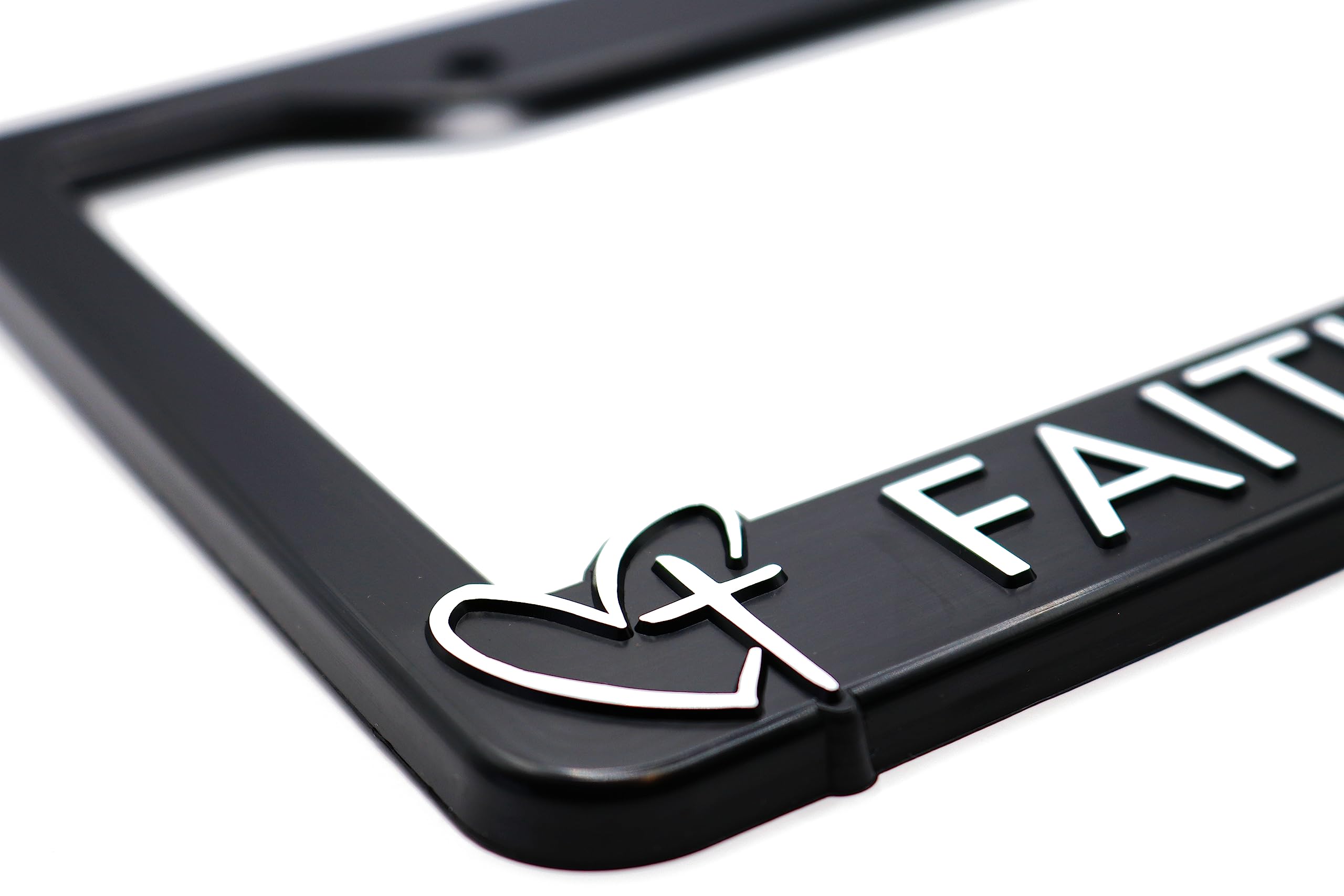 LP Frameworks Faith Hope Love for Jesus and God 3D Raised License Plate Frame | 1 Pack USA License Plate Cover | Universal US Black License Plate Holder | Auto Accessories (Car, Truck and SUV)