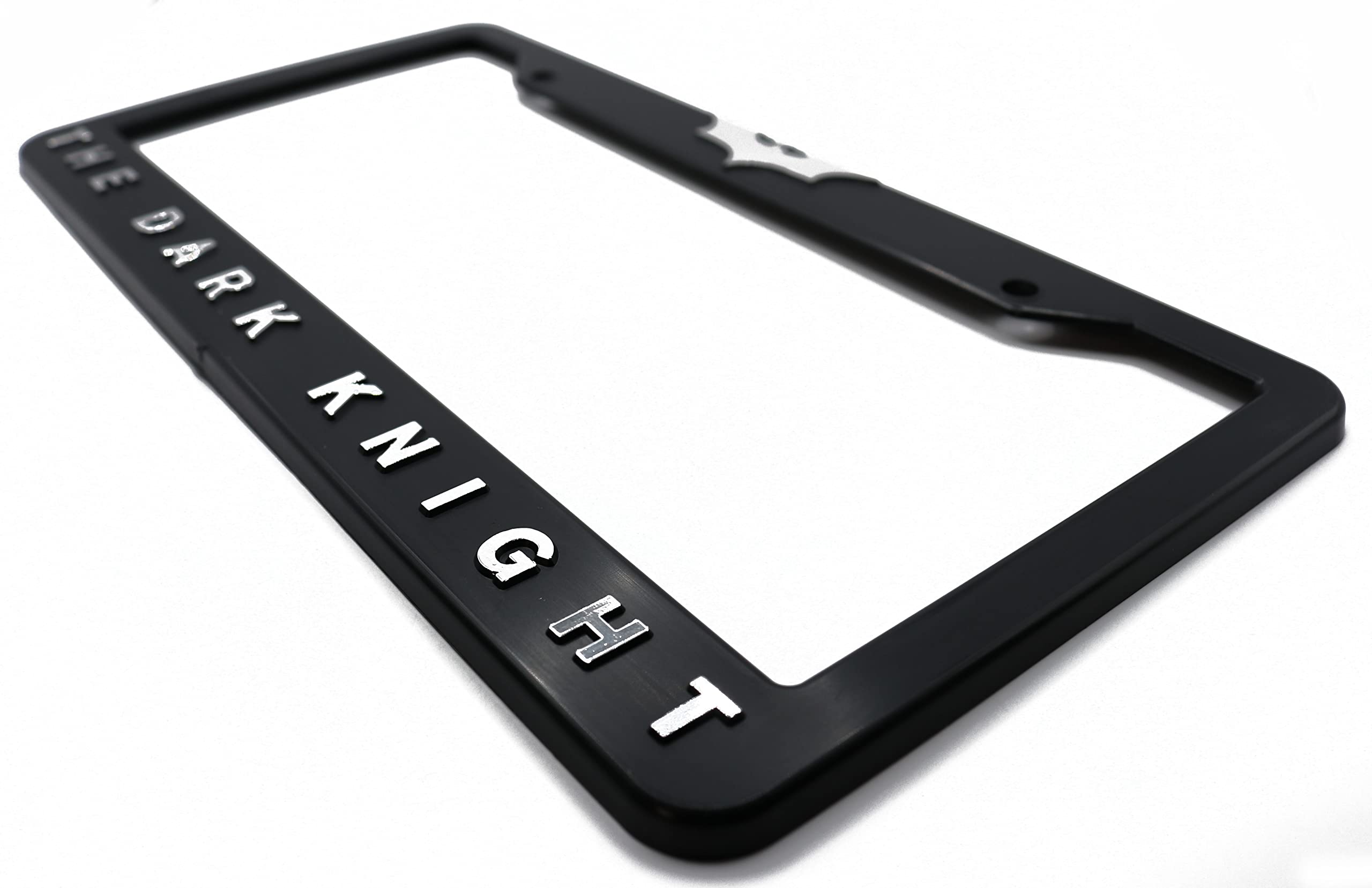 LP Frameworks Dark Knight V2 3D Raised License Plate Frame | 1 Pack Car License Plate Cover | Universal US Black License Plate Holder | Auto Accessories (Car, Truck and SUV) (Chrome)