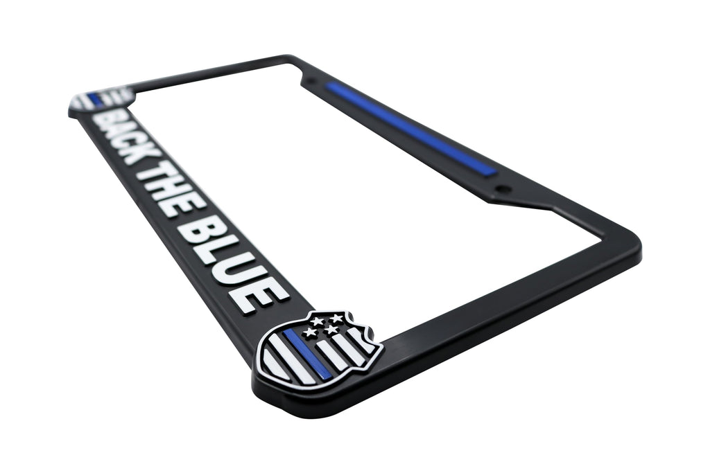 LP Frameworks Back The Blue for Police Support 3D Raised License Plate Frame | 1 Pack USA Car License Plate Cover | Universal US Car License Plate Holder | Auto Accessories (Car, Truck and SUV)