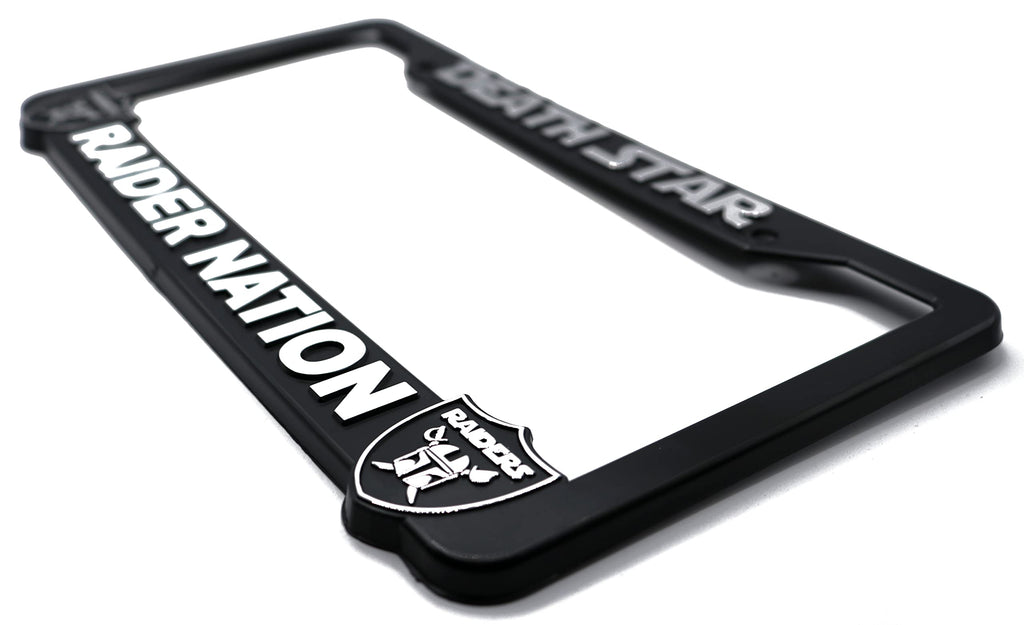 LP Frameworks Deathstar for Raider Nation V2 3D Raised License Plate Frame | 1 Pack Car License Plate Cover | Universal US Black License Plate Holder | Auto Accessories (Car, Truck and SUV)