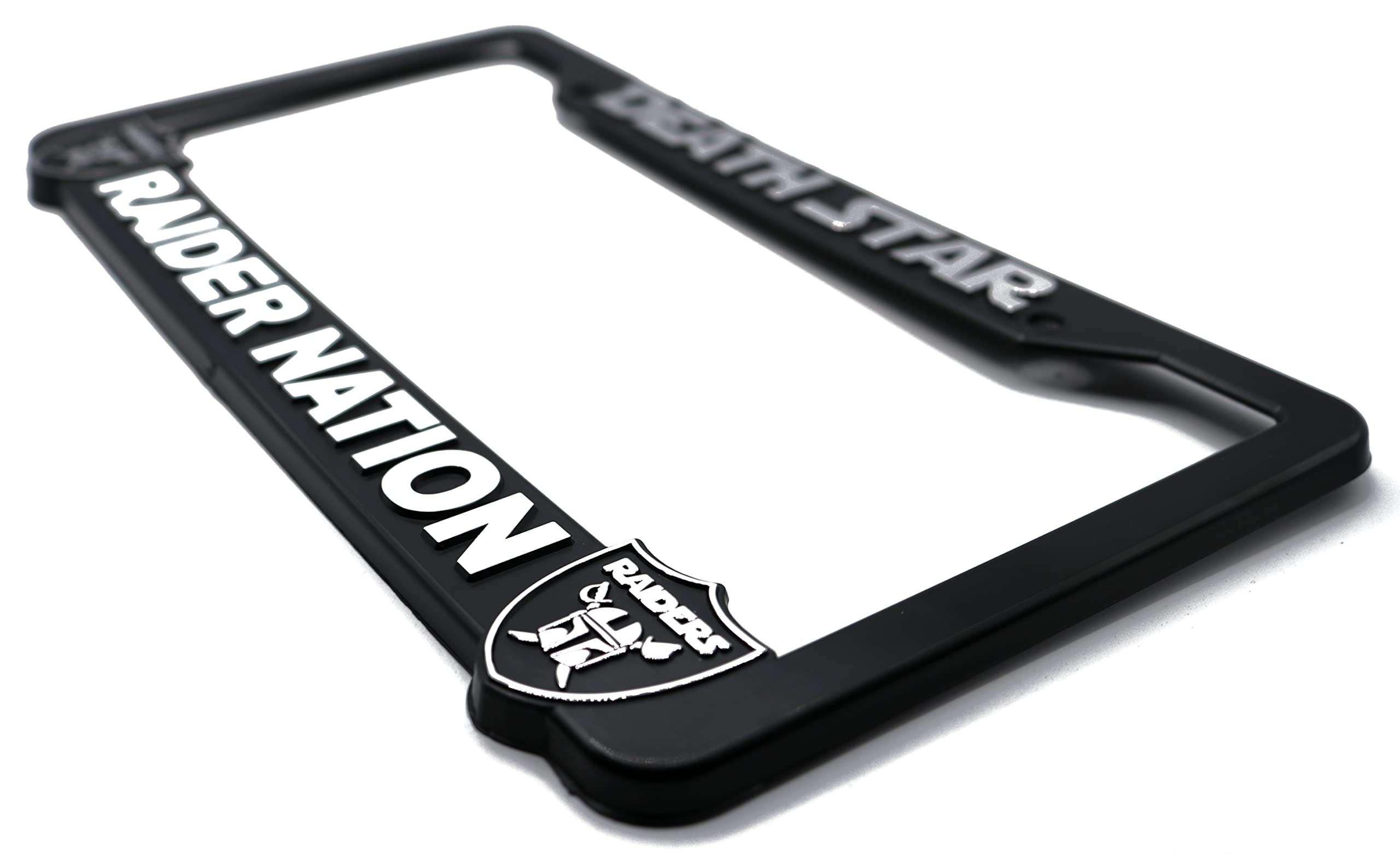 LP Frameworks Deathstar for Raider Nation V2 3D Raised License Plate Frame | 1 Pack Car License Plate Cover | Universal US Black License Plate Holder | Auto Accessories (Car, Truck and SUV)