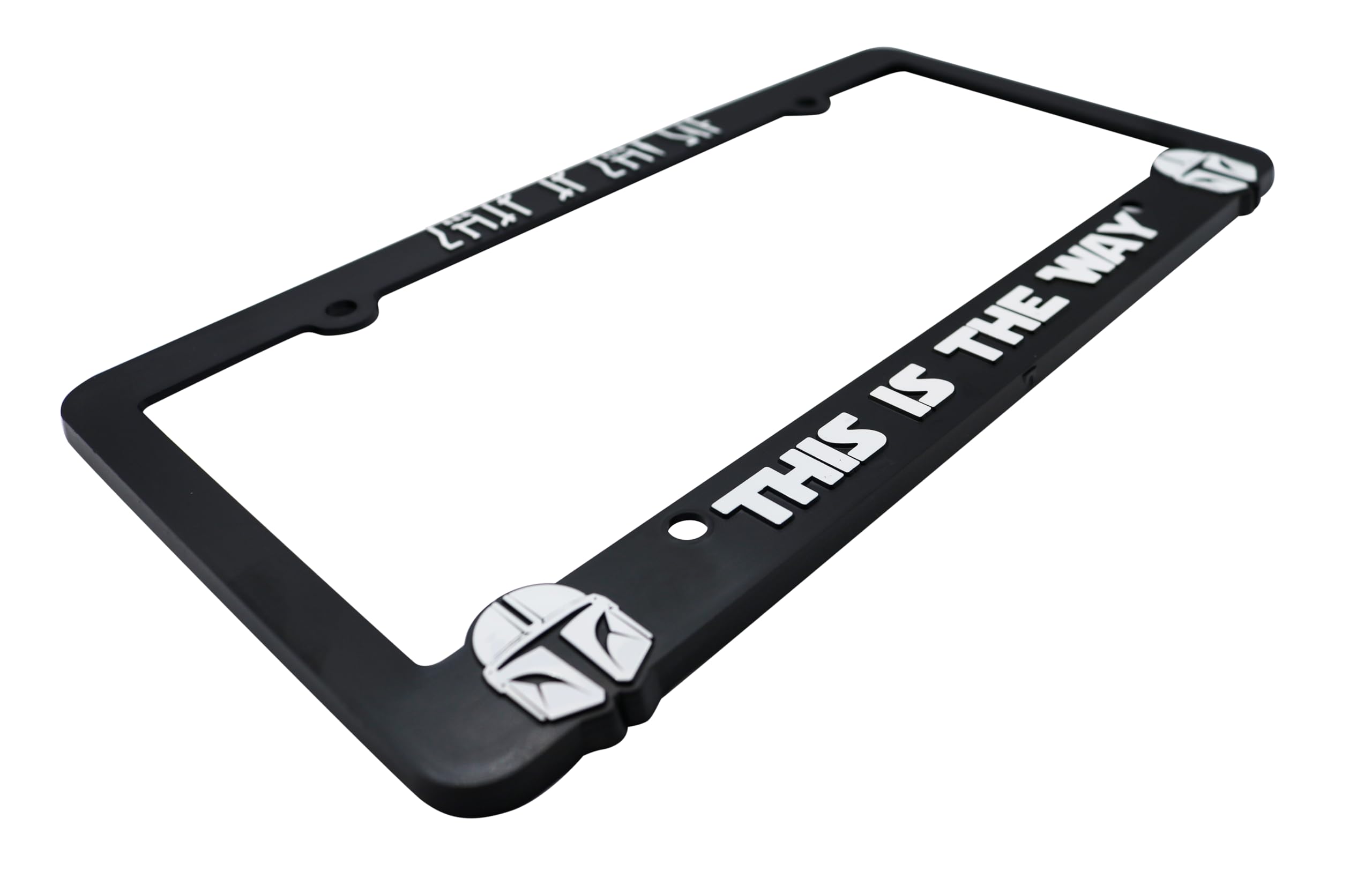 LP Frameworks This The Way for Mandalorian Fans 3D Raised License Plate Frame | 1 Pack Car License Plate Cover | Universal US Black License Plate Holder | Auto Accessories (Car, Truck and SUV)