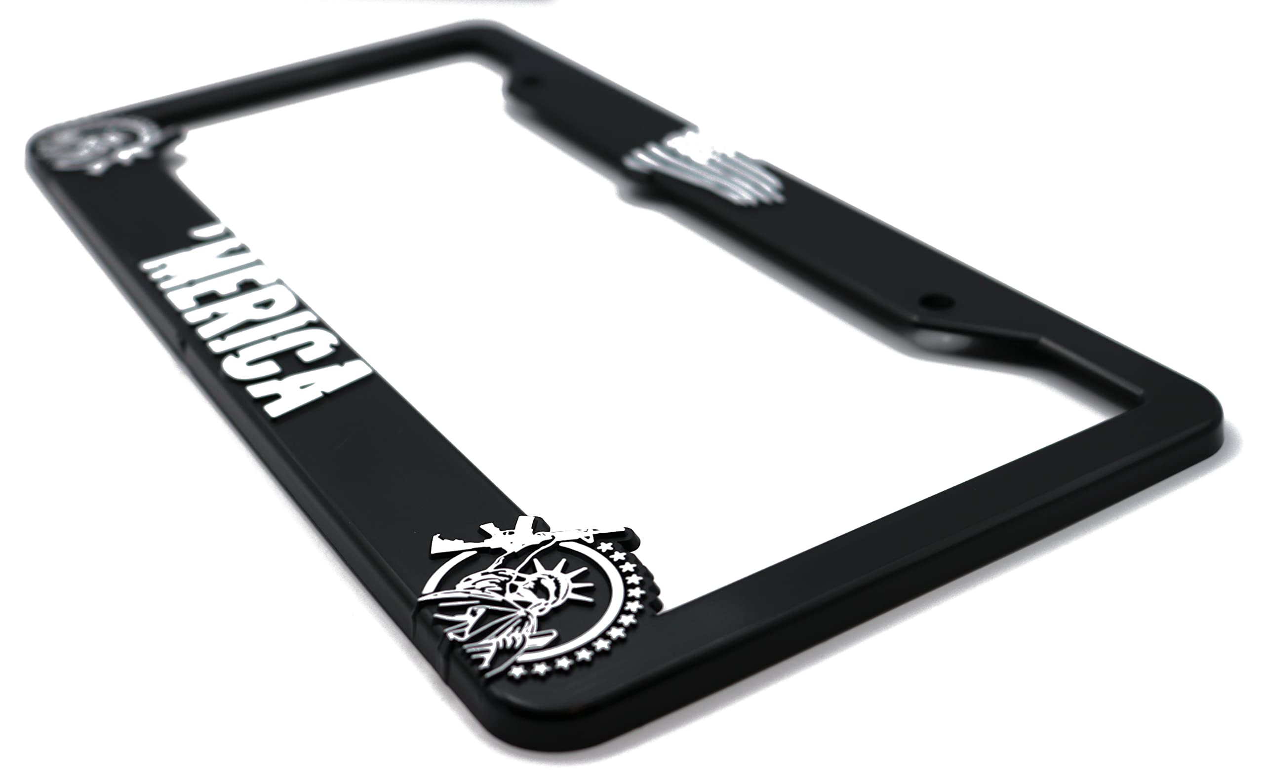 LP Frameworks Merica' for America 3D Raised License Plate Frame | 1 Pack Car USA License Plate Cover | Universal US Black License Plate Holder | Auto Accessories (Car, Truck and SUV)