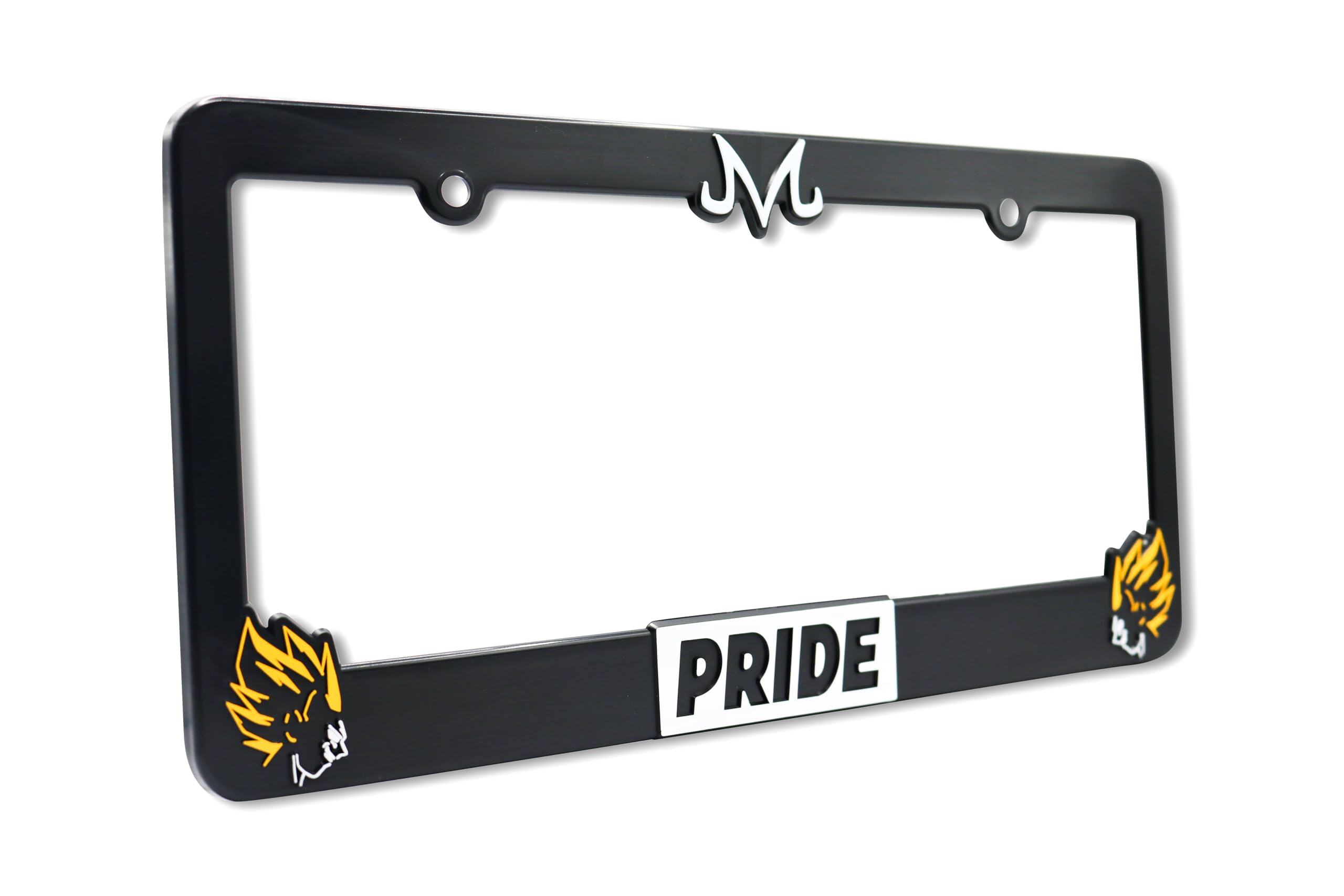 LP Frameworks Saiyan Pride V2 3D Raised License Plate Frame | 1 Pack Character License Plate Cover | Universal US Car Black License Plate Holder | Auto Accessories (Car, Truck and SUV)
