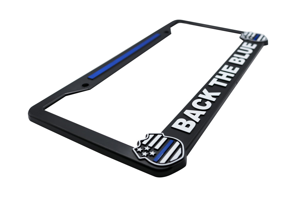 LP Frameworks Back The Blue for Police Support 3D Raised License Plate Frame | 1 Pack USA Car License Plate Cover | Universal US Car License Plate Holder | Auto Accessories (Car, Truck and SUV)