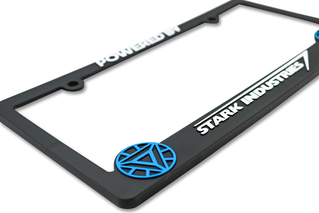 LP Frameworks Powered by Stark Industry V2 3D Raised License Plate Frame | 1 Pack Car License Plate Cover | Universal US Car Black License Plate Holder | Auto Accessories (Car, Truck and SUV)