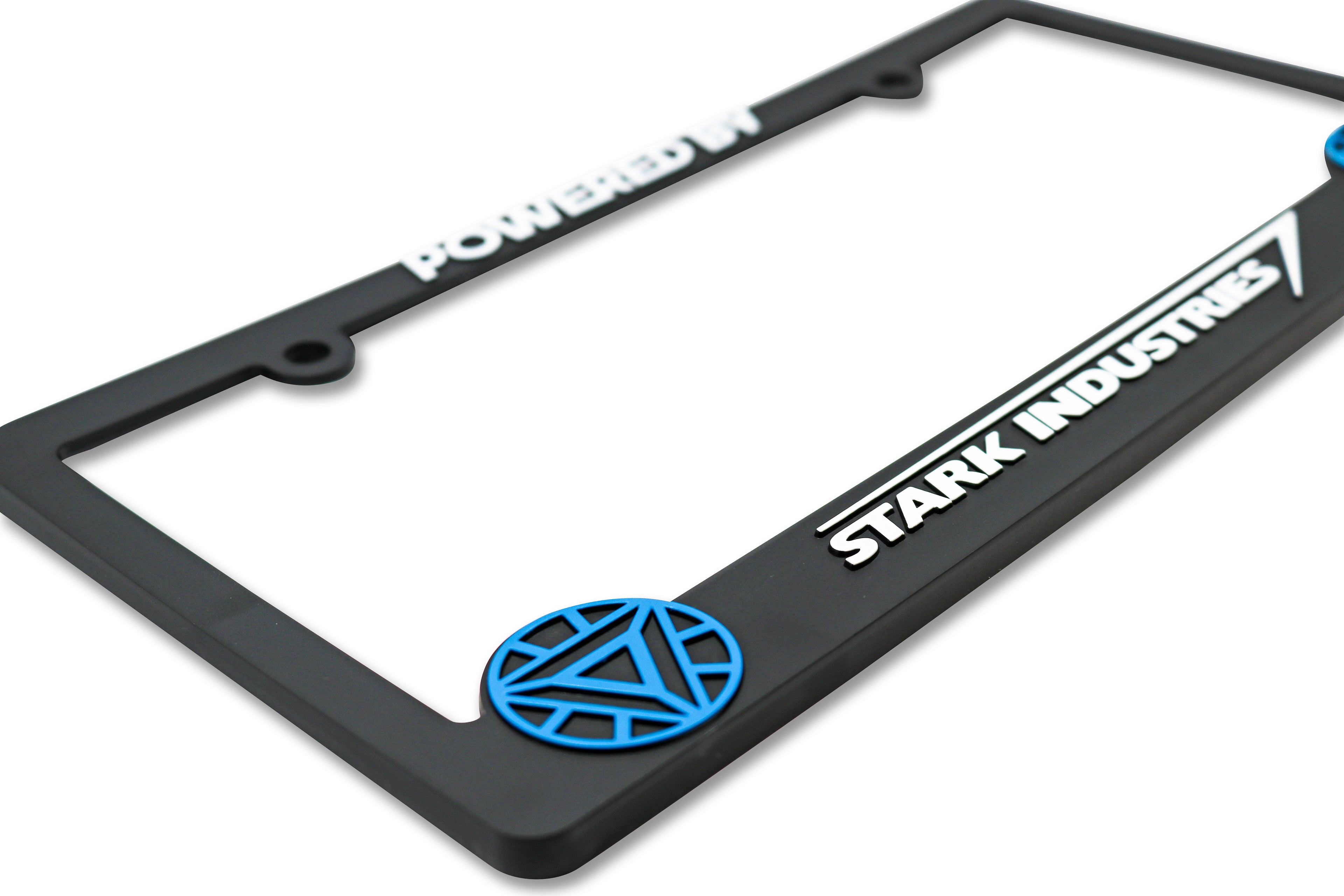 LP Frameworks Powered by Stark Industry V2 3D Raised License Plate Frame | 1 Pack Car License Plate Cover | Universal US Car Black License Plate Holder | Auto Accessories (Car, Truck and SUV)
