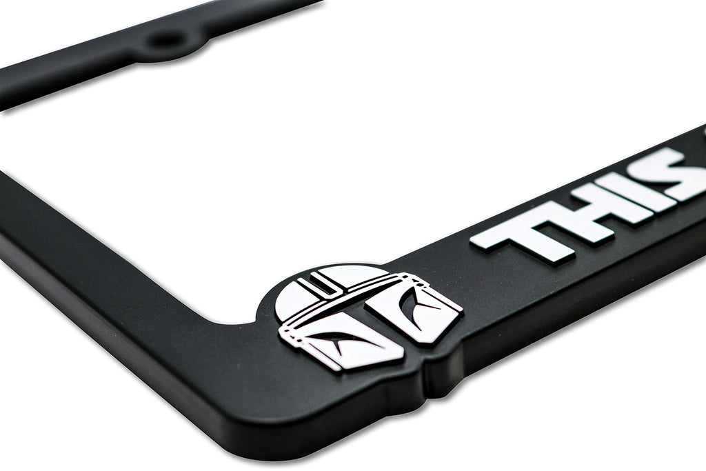 LP Frameworks This The Way V2 for Mandalorian Fans 3D Raised License Plate Frame | 1 Pack Car License Plate Cover | Universal US Black License Plate Holder | Auto Accessories (Car, Truck and SUV)