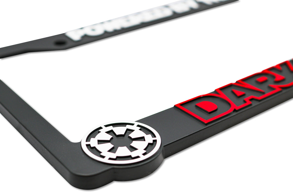 LP Frameworks Powered by The Darkside 3D Raised License Plate Frame | 1 Pack License Plate Cover | Universal US Car Black License Plate Holder | Auto Accessories (Car, Truck and SUV)