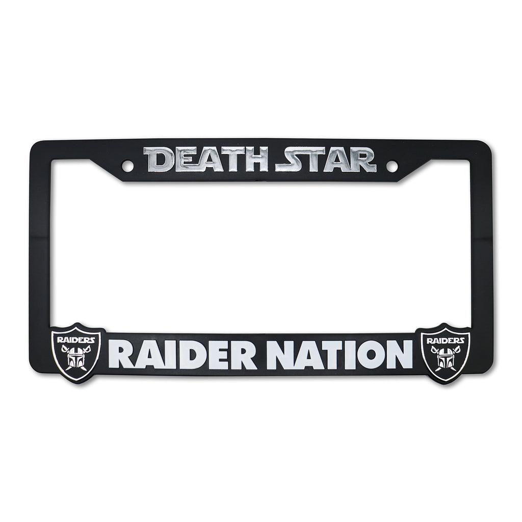 LP Frameworks Deathstar for Raider Nation V2 3D Raised License Plate Frame | 1 Pack Car License Plate Cover | Universal US Black License Plate Holder | Auto Accessories (Car, Truck and SUV)