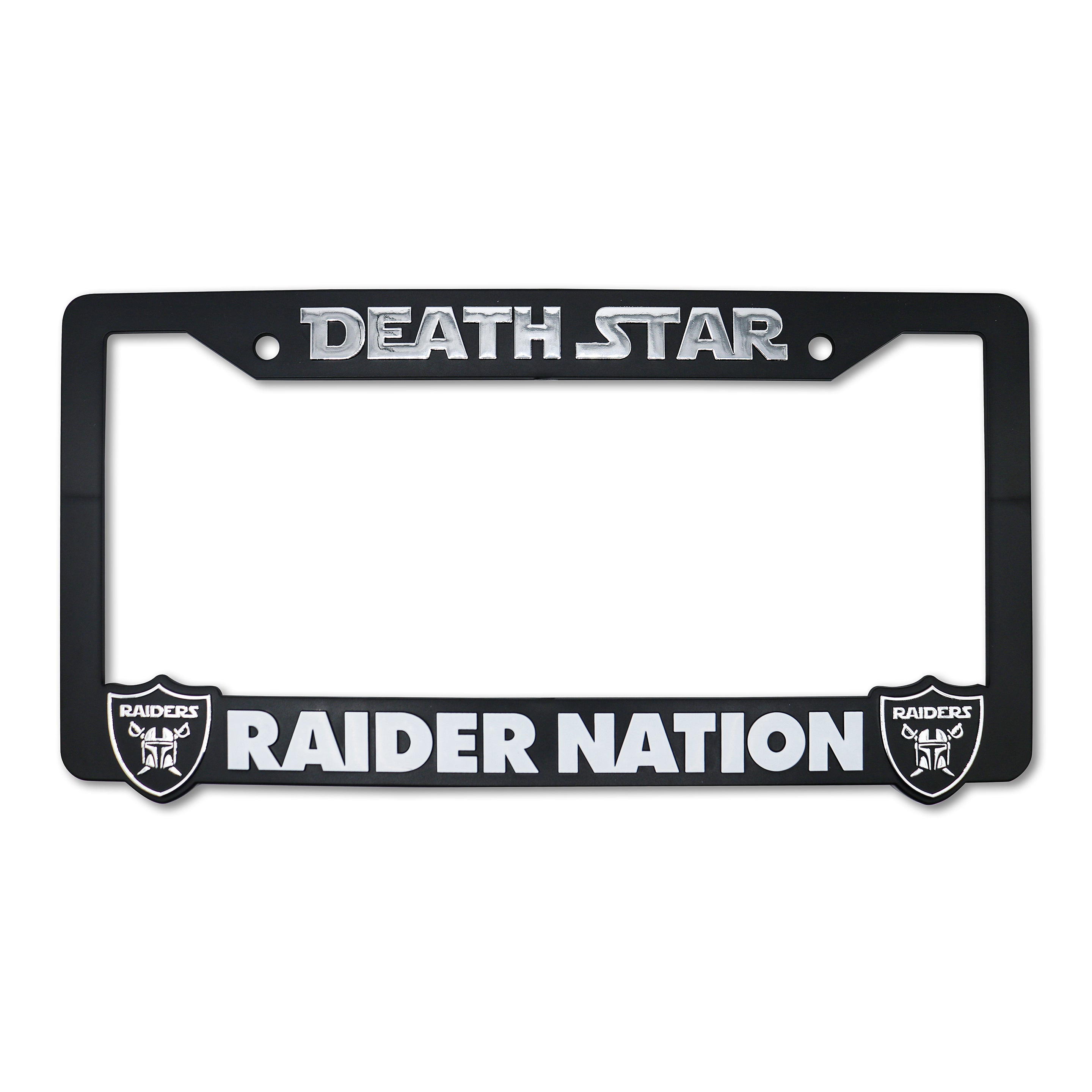 LP Frameworks Deathstar for Raider Nation V2 3D Raised License Plate Frame | 1 Pack Car License Plate Cover | Universal US Black License Plate Holder | Auto Accessories (Car, Truck and SUV)