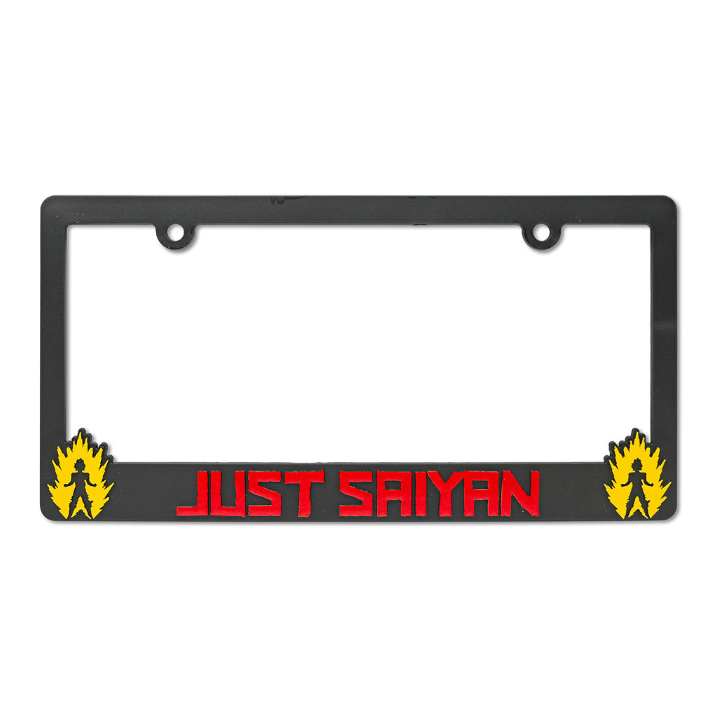 LP Frameworks Just Saiyan V2 3D Raised License Plate Frame | 1 Pack Car License Plate Cover | Universal US Car Black License Plate Holder | Auto Accessories (Car, Truck and SUV)