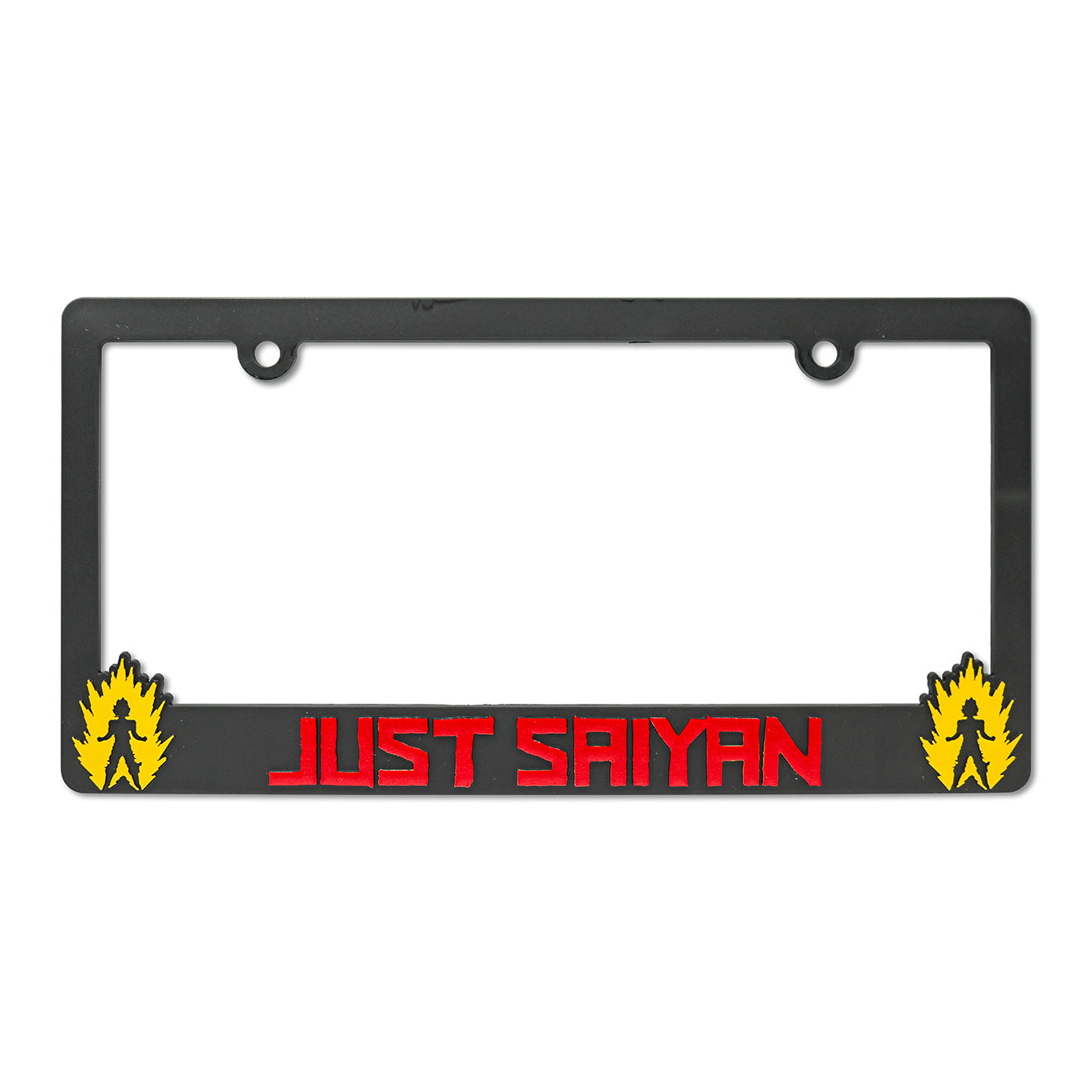 LP Frameworks Just Saiyan V2 3D Raised License Plate Frame | 1 Pack Car License Plate Cover | Universal US Car Black License Plate Holder | Auto Accessories (Car, Truck and SUV)