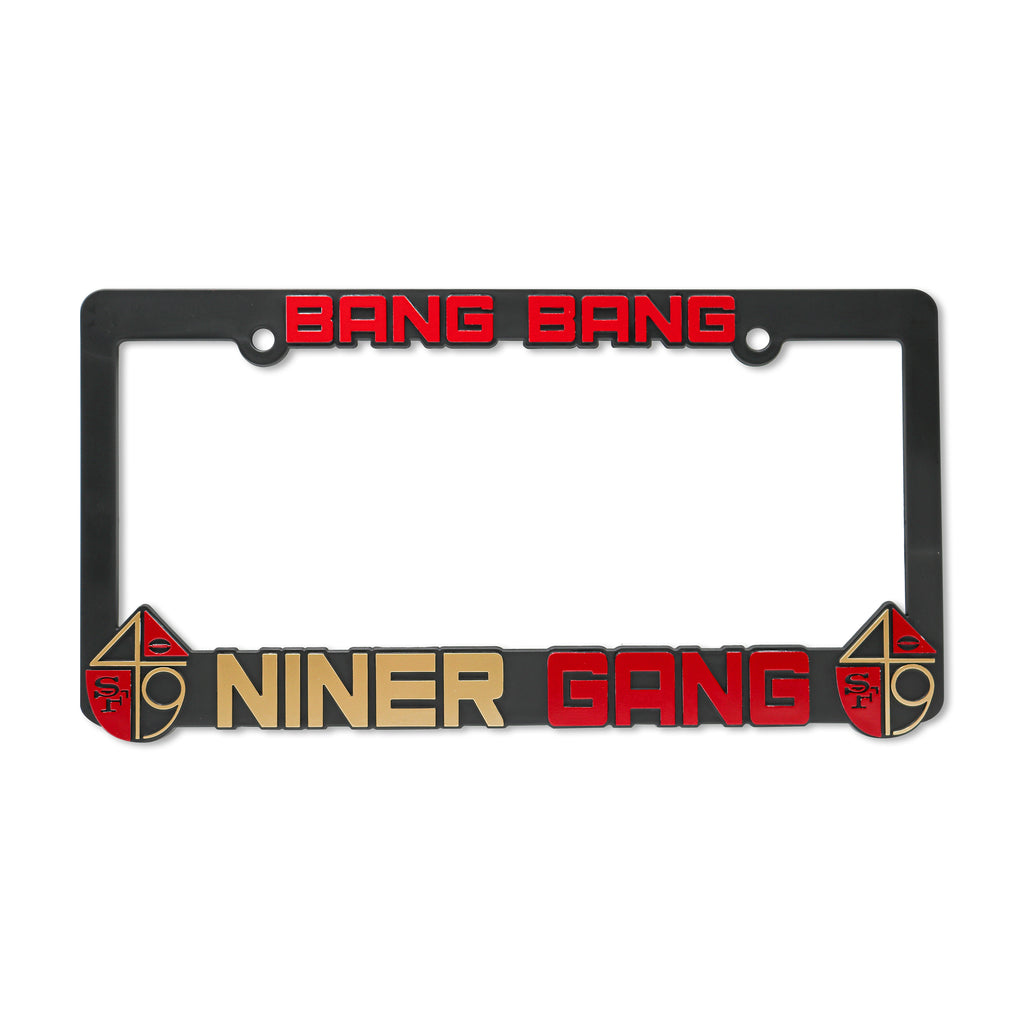 Bang Bang Niner Gang for San Francisco 3D Raised License Plate Frame | 1 Pack Car License Plate Cover | Universal US Car License Plate Holder | Auto Accessories (Car, Truck and SUV)