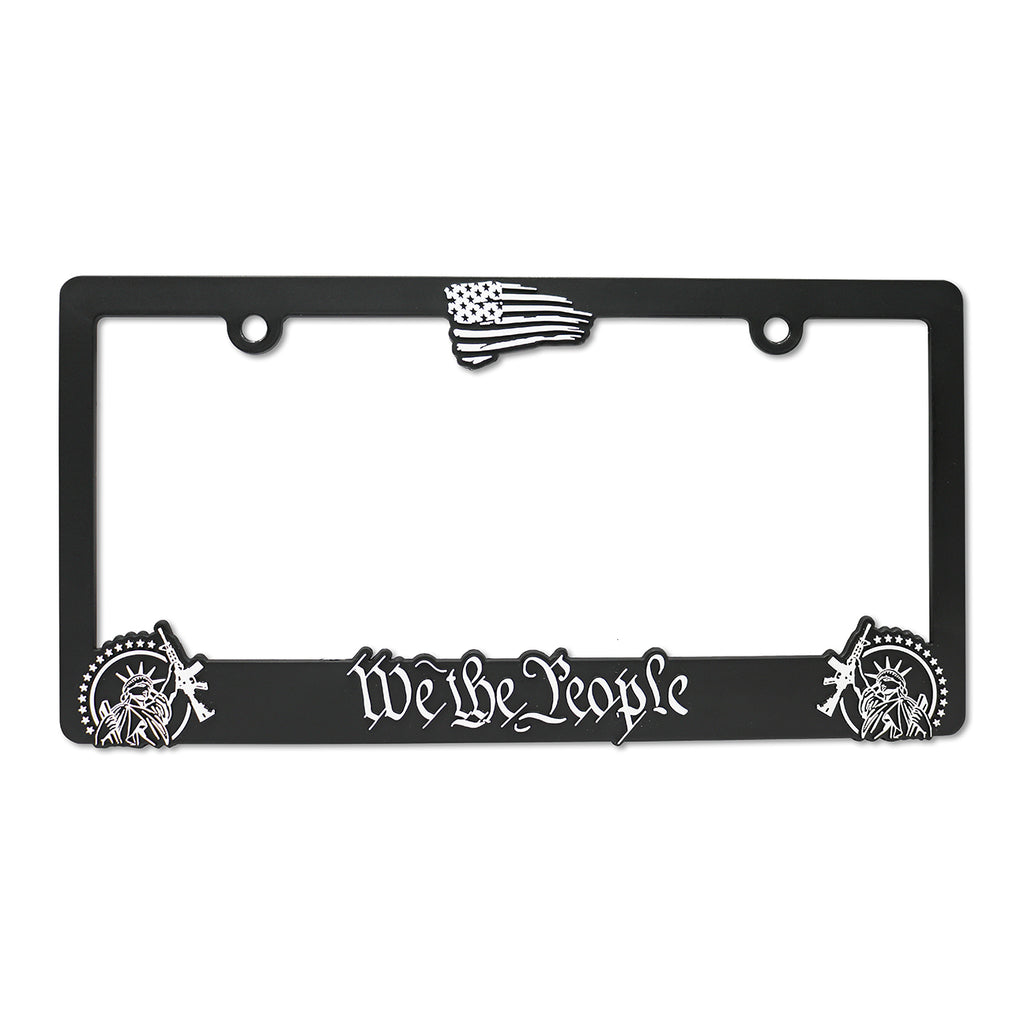 LP Frameworks We The People for America 3D Raised License Plate Frame | 1 Pack Car License Plate Cover | Universal US Car Black License Plate Holder | Auto Accessories