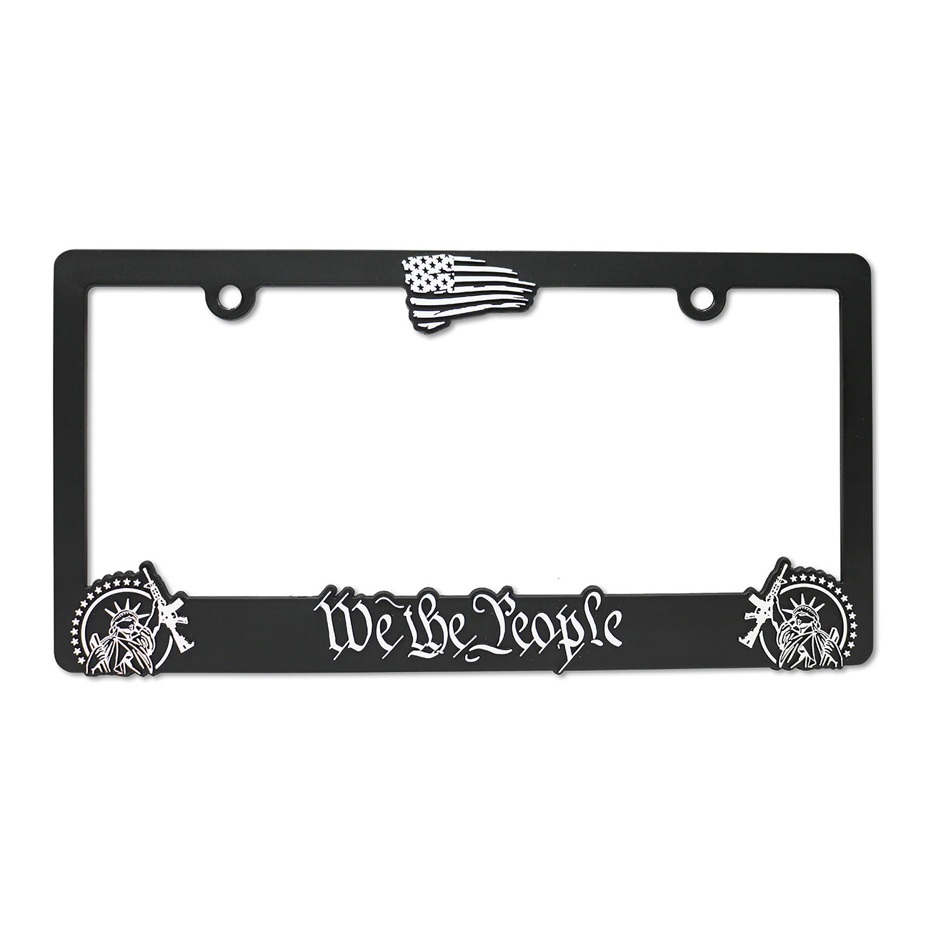 LP Frameworks We The People for America 3D Raised License Plate Frame | 1 Pack Car License Plate Cover | Universal US Car Black License Plate Holder | Auto Accessories