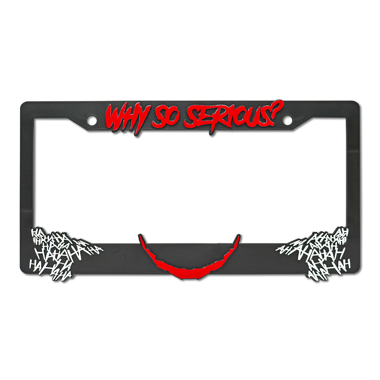LP Frameworks Why So Serious for Joker 3D Raised License Plate Frame | 1 Pack Car License Plate Cover | Universal US Black License Plate Holder | Auto Accessories (Car, Truck and SUV)