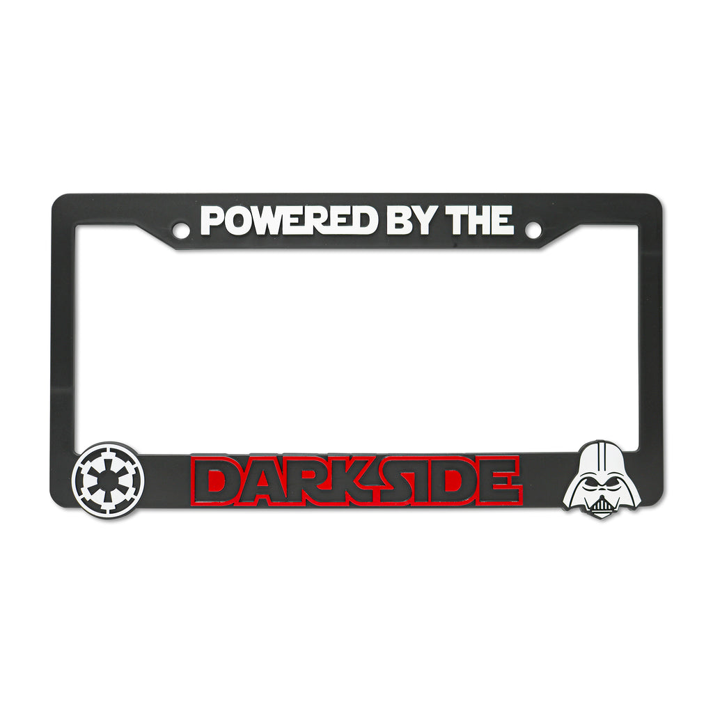 LP Frameworks Powered by The Darkside 3D Raised License Plate Frame | 1 Pack License Plate Cover | Universal US Car Black License Plate Holder | Auto Accessories (Car, Truck and SUV)