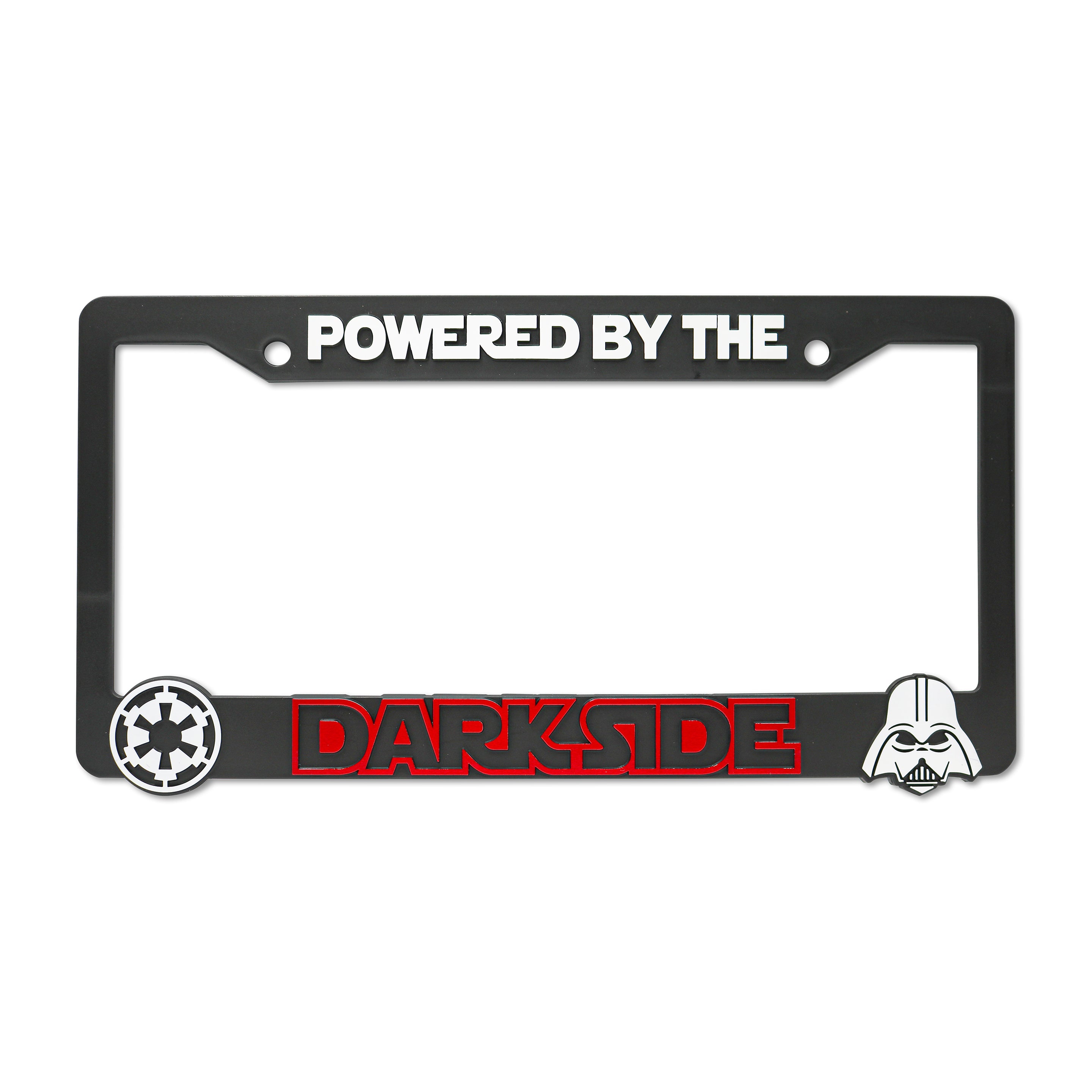 LP Frameworks Powered by The Darkside 3D Raised License Plate Frame | 1 Pack License Plate Cover | Universal US Car Black License Plate Holder | Auto Accessories (Car, Truck and SUV)