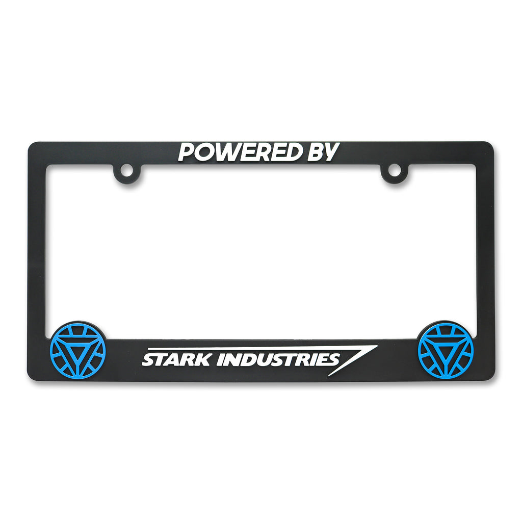 LP Frameworks Powered by Stark Industry V2 3D Raised License Plate Frame | 1 Pack Car License Plate Cover | Universal US Car Black License Plate Holder | Auto Accessories (Car, Truck and SUV)