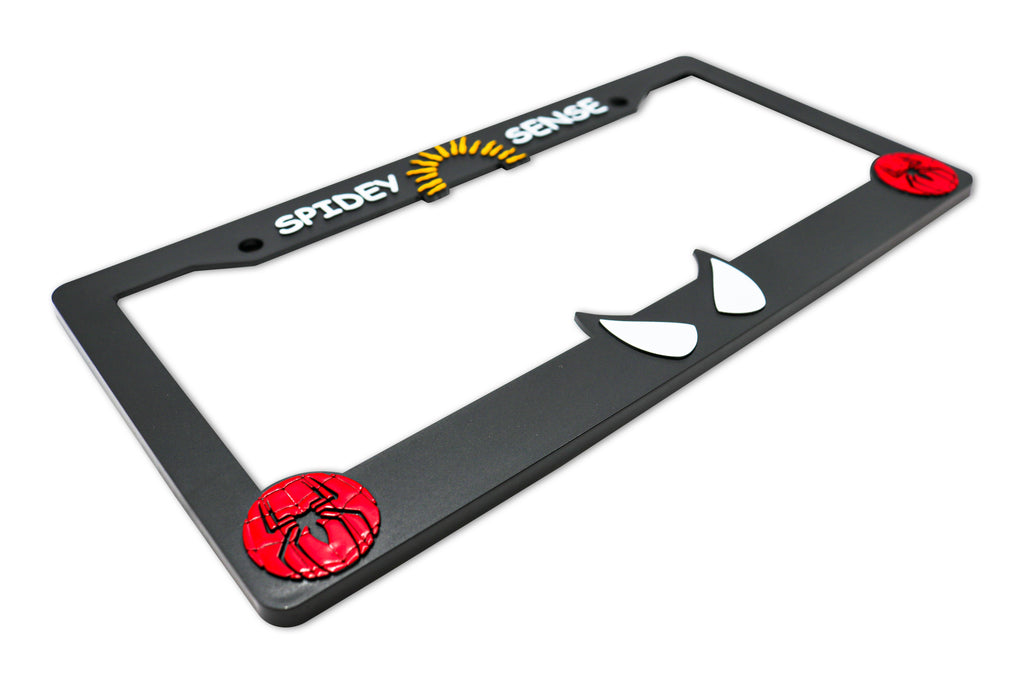 LP Frameworks Spidey Sense V2 3D Raised License Plate Frame | 1 Pack Character License Plate Cover | Universal US Car Black License Plate Holder | Auto Accessories (Car, Truck and SUV)