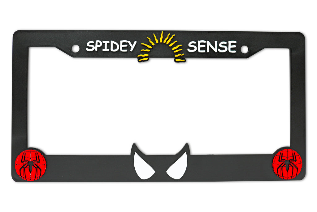 LP Frameworks Spidey Sense V2 3D Raised License Plate Frame | 1 Pack Character License Plate Cover | Universal US Car Black License Plate Holder | Auto Accessories (Car, Truck and SUV)