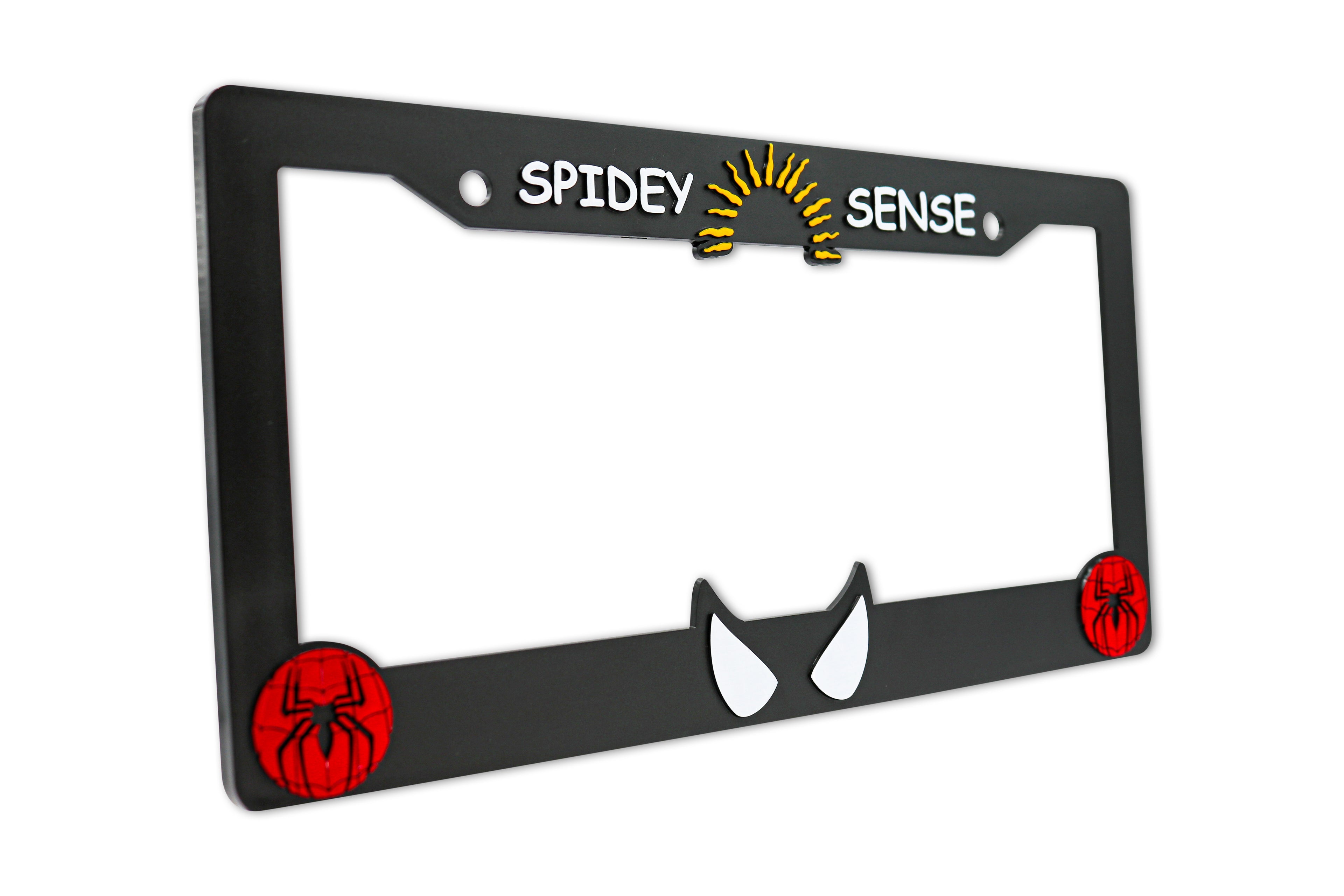 LP Frameworks Spidey Sense V2 3D Raised License Plate Frame | 1 Pack Character License Plate Cover | Universal US Car Black License Plate Holder | Auto Accessories (Car, Truck and SUV)