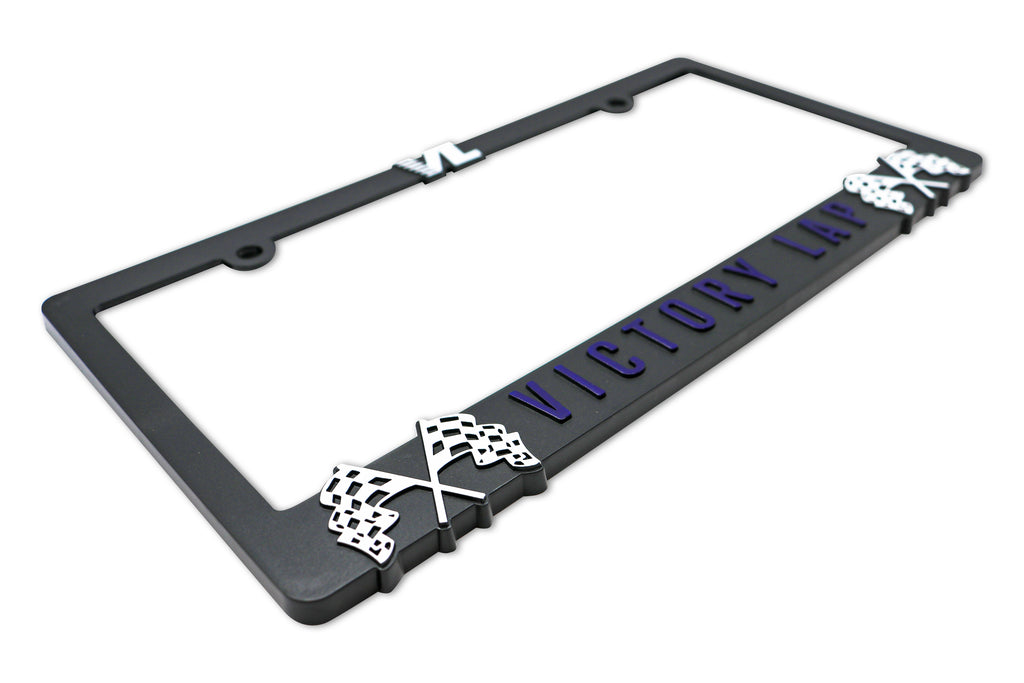 LP Frameworks Victory Lap Universal 3D Raised License Plate Frame | 1 Pack Car License Plate Cover | Universal US Car Black License Plate Holder | Auto Accessories (Car, Truck and SUV)
