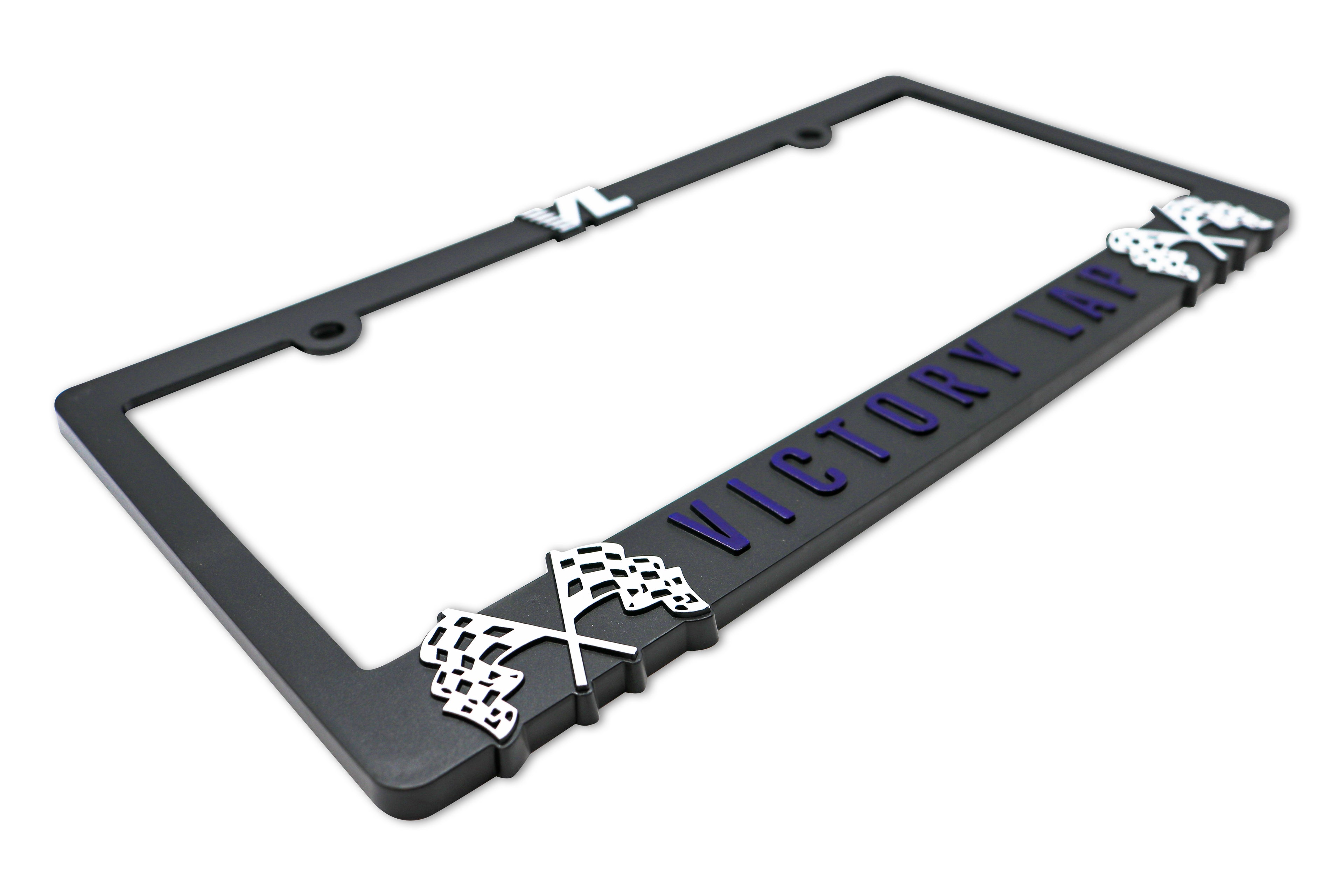 LP Frameworks Victory Lap Universal 3D Raised License Plate Frame | 1 Pack Car License Plate Cover | Universal US Car Black License Plate Holder | Auto Accessories (Car, Truck and SUV)