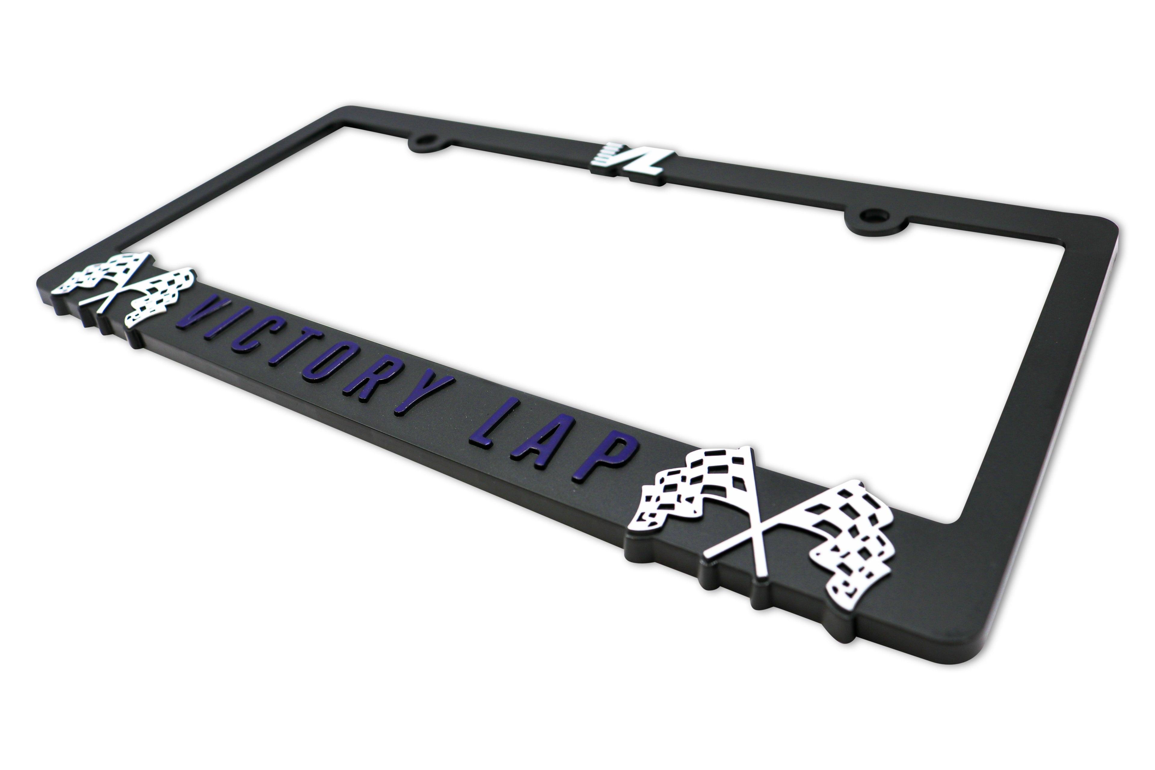 LP Frameworks Victory Lap Universal 3D Raised License Plate Frame | 1 Pack Car License Plate Cover | Universal US Car Black License Plate Holder | Auto Accessories (Car, Truck and SUV)