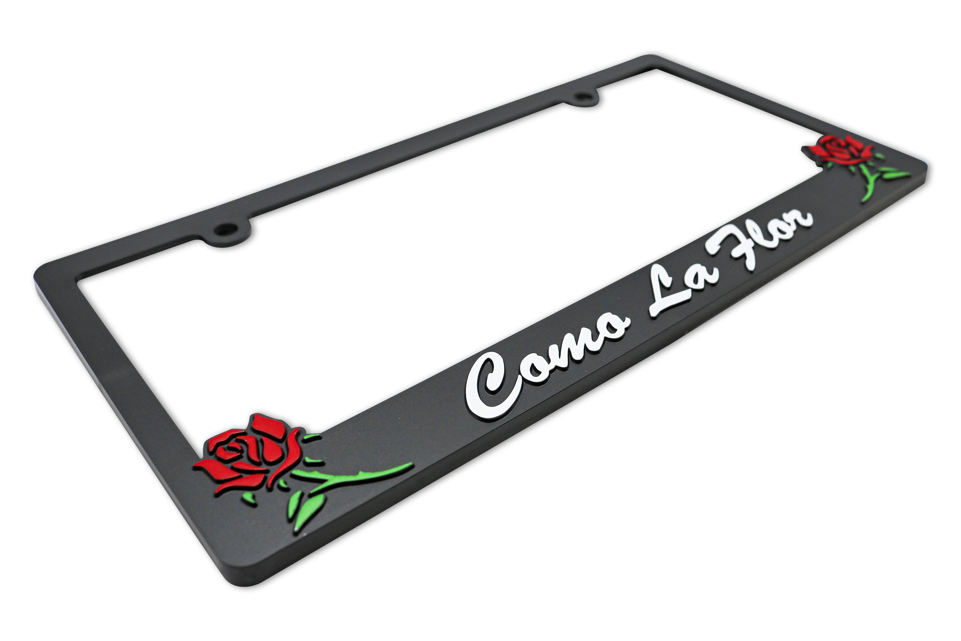 LP Frameworks Como La Flor V2 3D Raised License Plate Frame | 1 Pack Car License Plate Cover | Universal US Car Black License Plate Holder | Auto Accessories (Car, Truck and SUV)
