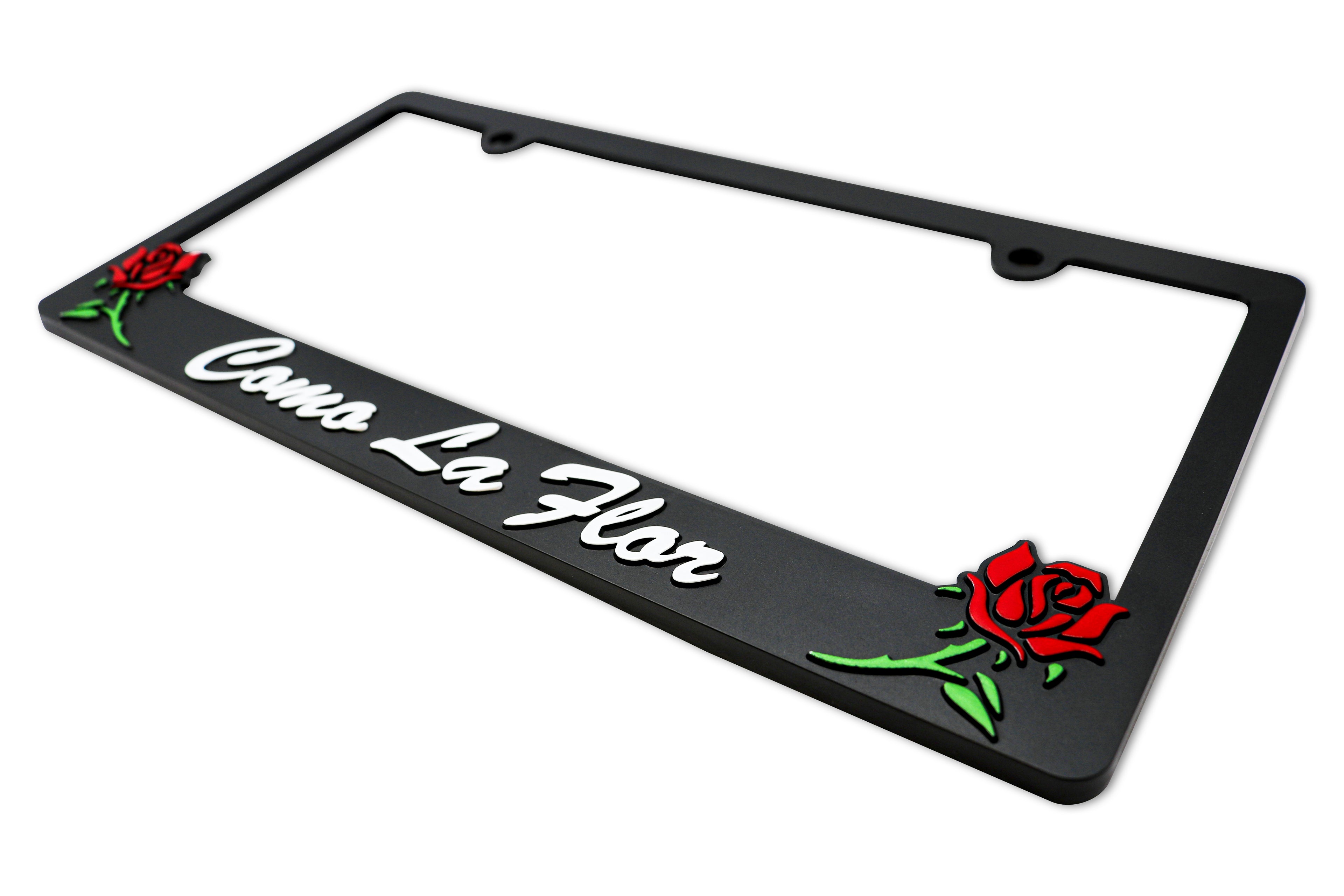 LP Frameworks Como La Flor V2 3D Raised License Plate Frame | 1 Pack Car License Plate Cover | Universal US Car Black License Plate Holder | Auto Accessories (Car, Truck and SUV)