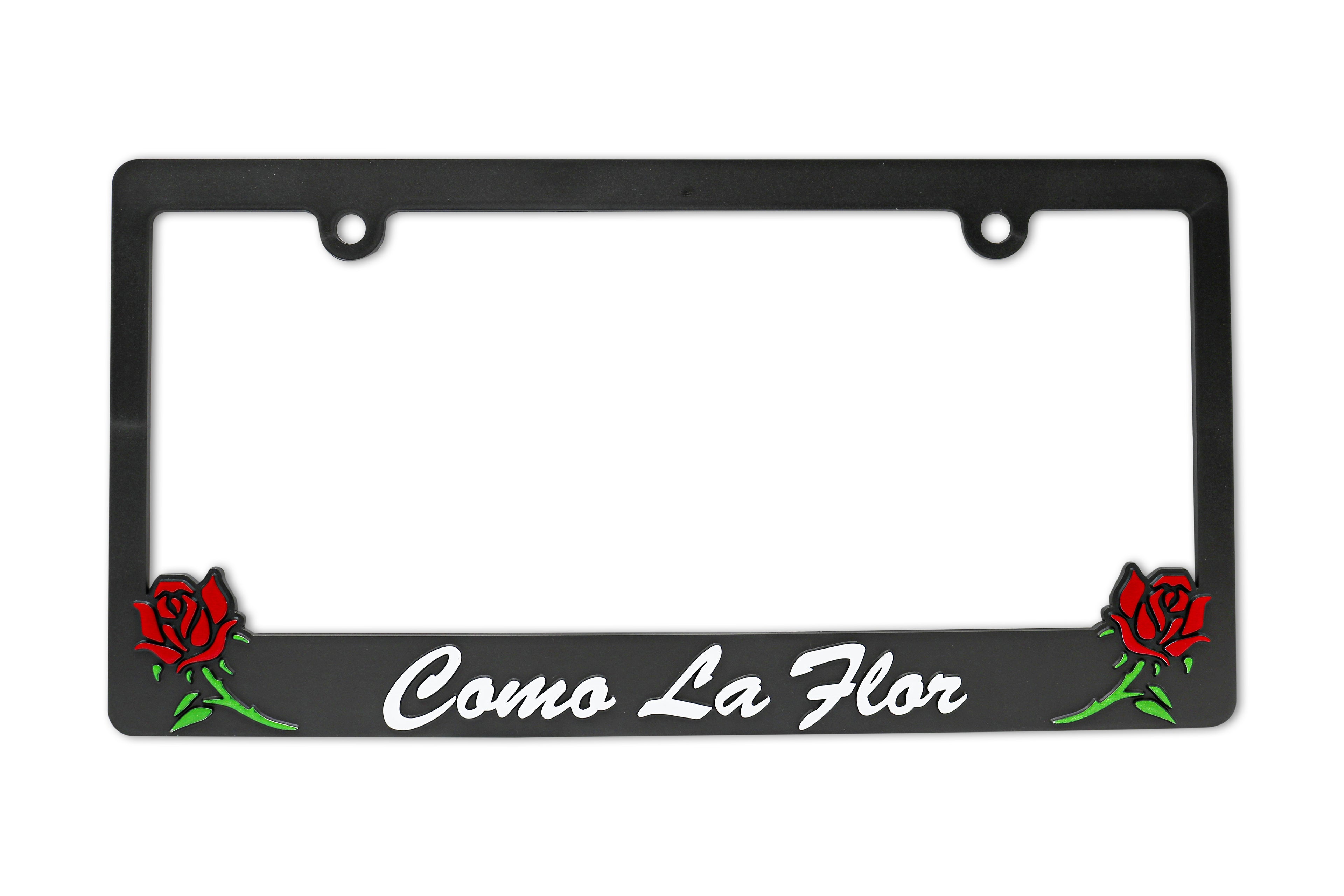 LP Frameworks Como La Flor V2 3D Raised License Plate Frame | 1 Pack Car License Plate Cover | Universal US Car Black License Plate Holder | Auto Accessories (Car, Truck and SUV)