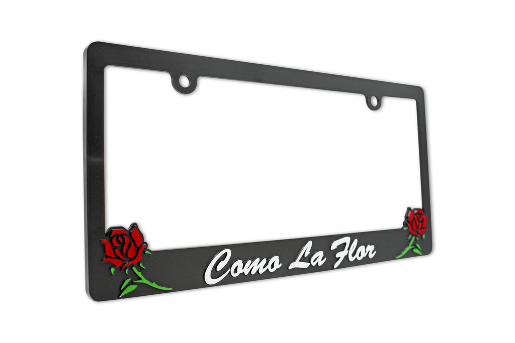 LP Frameworks Como La Flor V2 3D Raised License Plate Frame | 1 Pack Car License Plate Cover | Universal US Car Black License Plate Holder | Auto Accessories (Car, Truck and SUV)