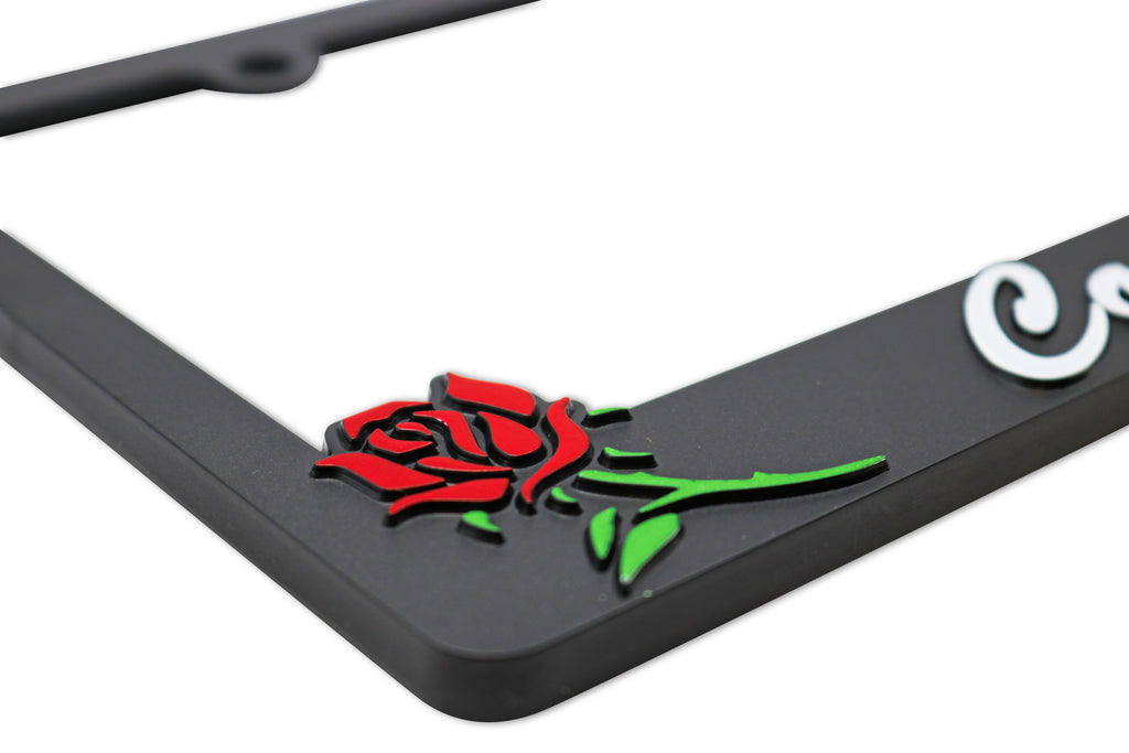 LP Frameworks Como La Flor V2 3D Raised License Plate Frame | 1 Pack Car License Plate Cover | Universal US Car Black License Plate Holder | Auto Accessories (Car, Truck and SUV)