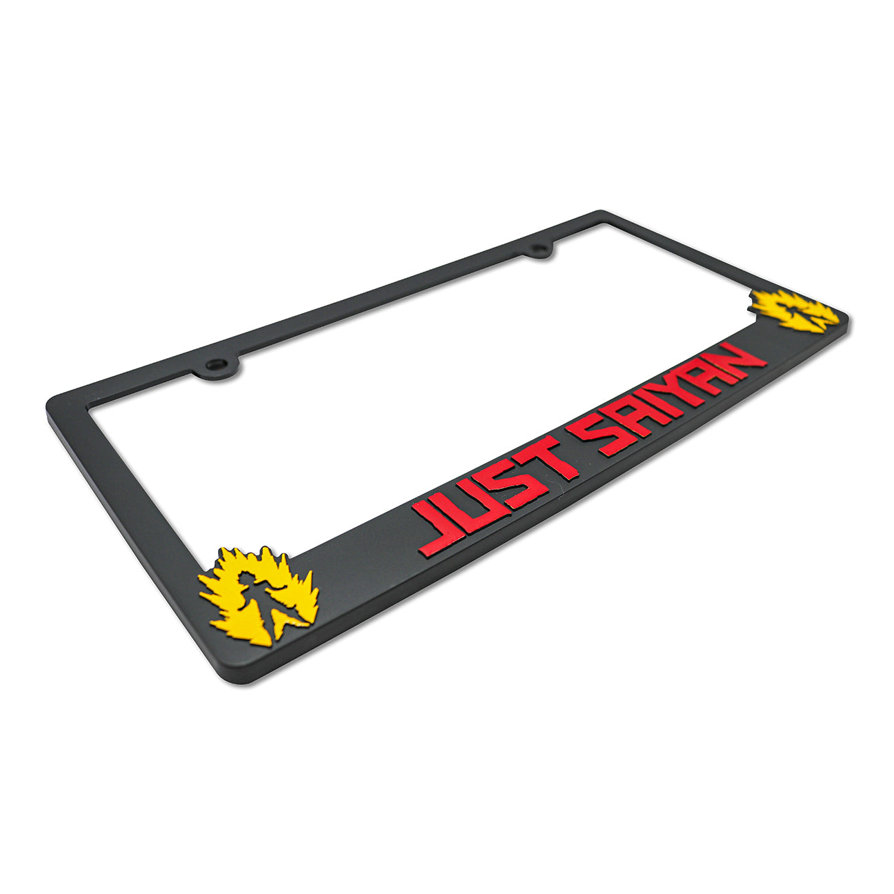LP Frameworks Just Saiyan V2 3D Raised License Plate Frame | 1 Pack Car License Plate Cover | Universal US Car Black License Plate Holder | Auto Accessories (Car, Truck and SUV)