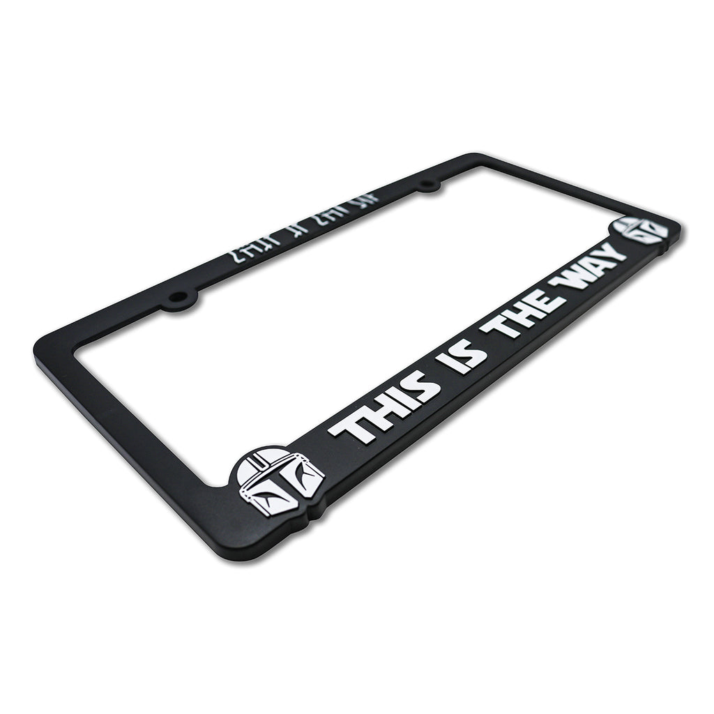 LP Frameworks This The Way V2 for Mandalorian Fans 3D Raised License Plate Frame | 1 Pack Car License Plate Cover | Universal US Black License Plate Holder | Auto Accessories (Car, Truck and SUV)