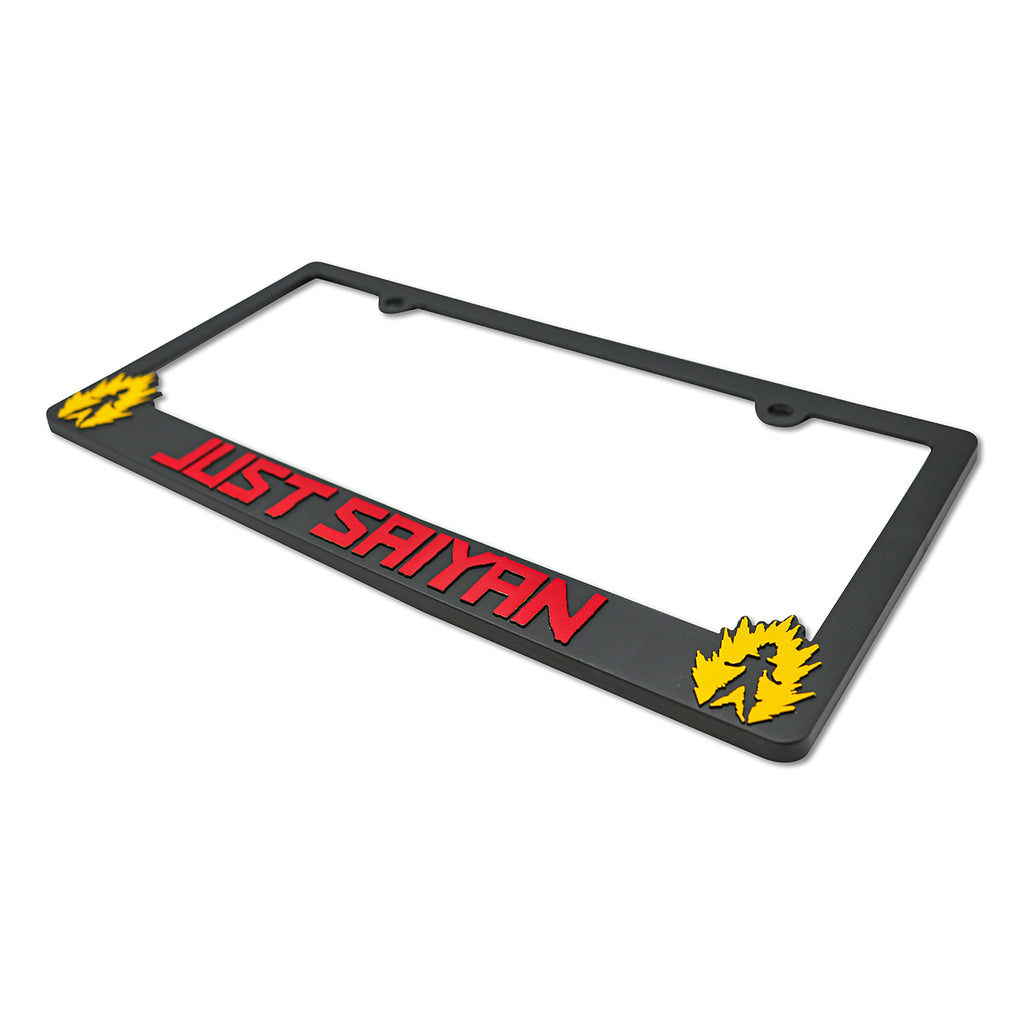 LP Frameworks Just Saiyan V2 3D Raised License Plate Frame | 1 Pack Car License Plate Cover | Universal US Car Black License Plate Holder | Auto Accessories (Car, Truck and SUV)