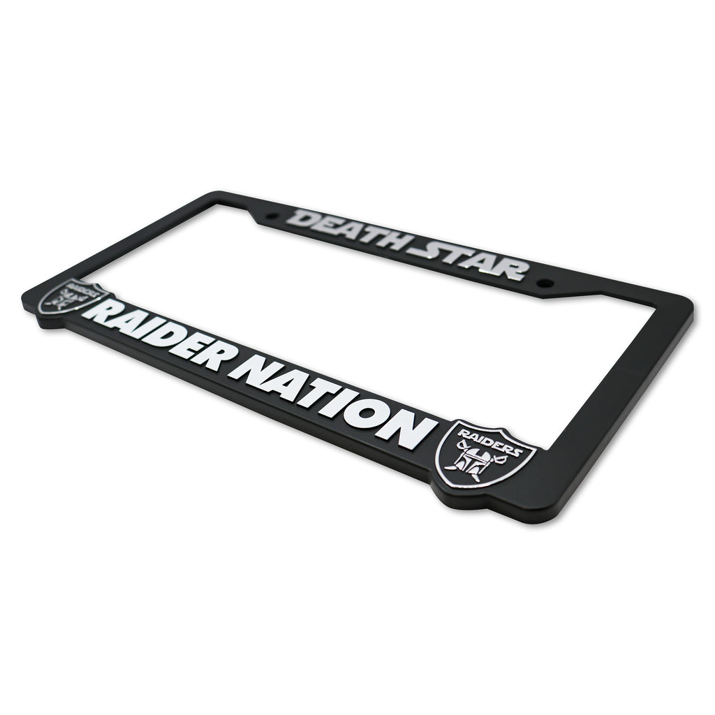 LP Frameworks Deathstar for Raider Nation V2 3D Raised License Plate Frame | 1 Pack Car License Plate Cover | Universal US Black License Plate Holder | Auto Accessories (Car, Truck and SUV)