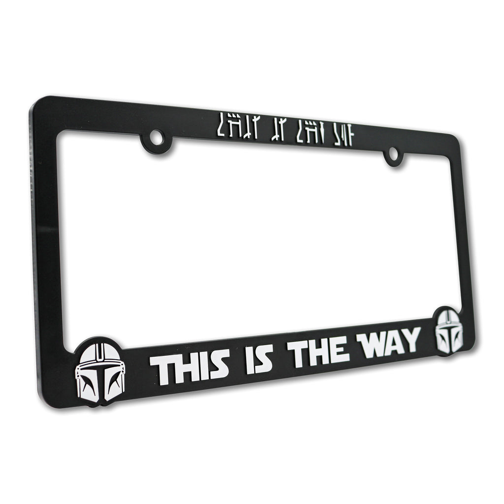 LP Frameworks This The Way V2 for Mandalorian Fans 3D Raised License Plate Frame | 1 Pack Car License Plate Cover | Universal US Black License Plate Holder | Auto Accessories (Car, Truck and SUV)