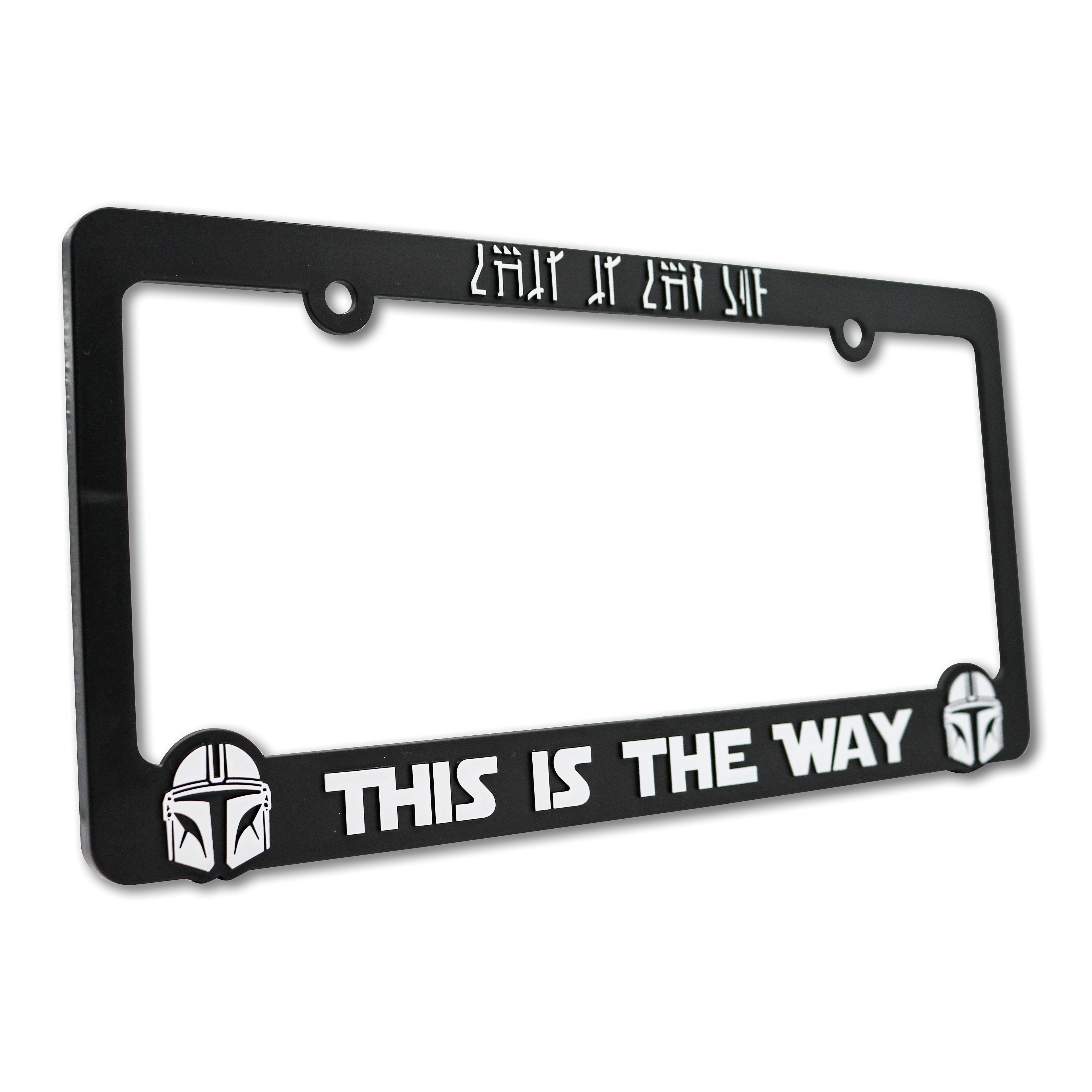 LP Frameworks This The Way V2 for Mandalorian Fans 3D Raised License Plate Frame | 1 Pack Car License Plate Cover | Universal US Black License Plate Holder | Auto Accessories (Car, Truck and SUV)