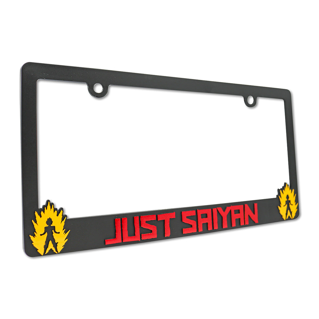 LP Frameworks Just Saiyan V2 3D Raised License Plate Frame | 1 Pack Car License Plate Cover | Universal US Car Black License Plate Holder | Auto Accessories (Car, Truck and SUV)