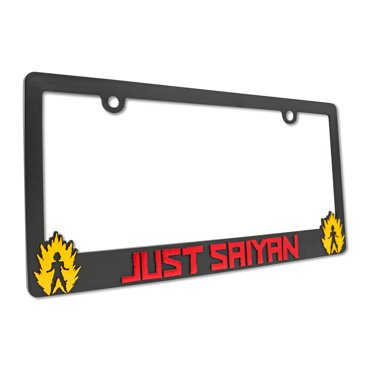 LP Frameworks Just Saiyan V2 3D Raised License Plate Frame | 1 Pack Car License Plate Cover | Universal US Car Black License Plate Holder | Auto Accessories (Car, Truck and SUV)