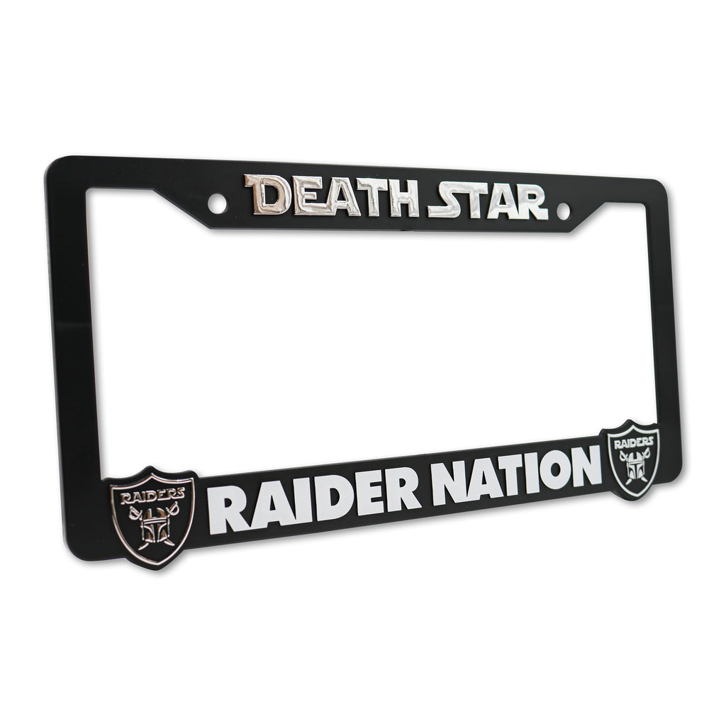 LP Frameworks Deathstar for Raider Nation V2 3D Raised License Plate Frame | 1 Pack Car License Plate Cover | Universal US Black License Plate Holder | Auto Accessories (Car, Truck and SUV)