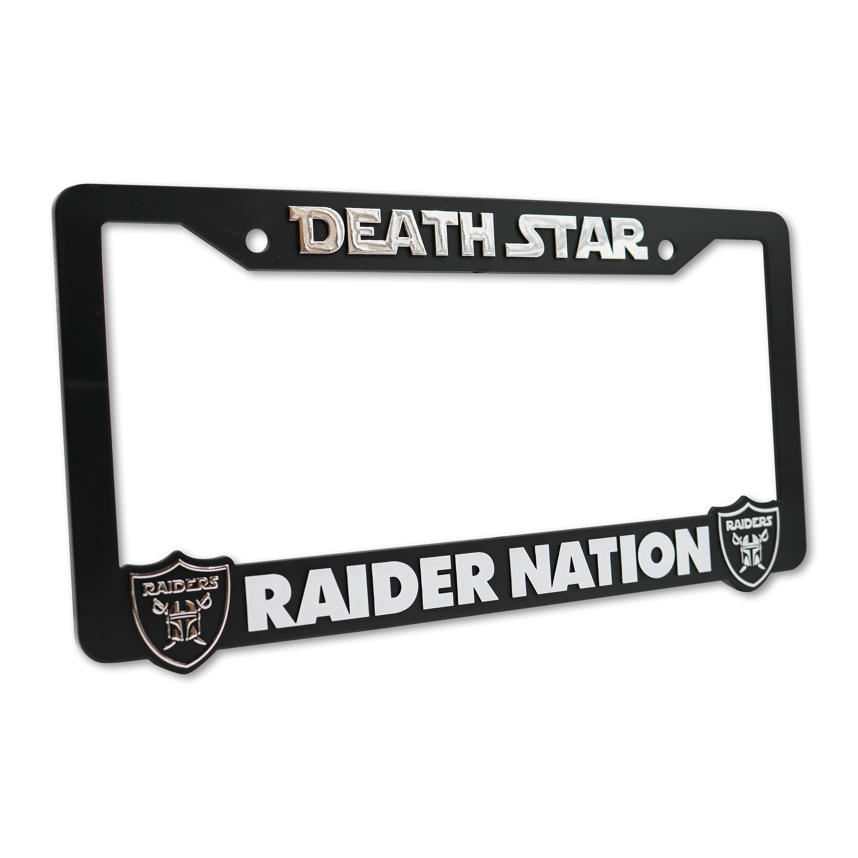 LP Frameworks Deathstar for Raider Nation V2 3D Raised License Plate Frame | 1 Pack Car License Plate Cover | Universal US Black License Plate Holder | Auto Accessories (Car, Truck and SUV)