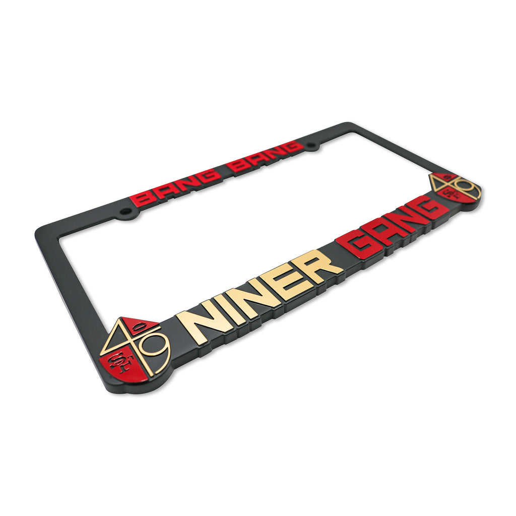 Bang Bang Niner Gang for San Francisco 3D Raised License Plate Frame | 1 Pack Car License Plate Cover | Universal US Car License Plate Holder | Auto Accessories (Car, Truck and SUV)