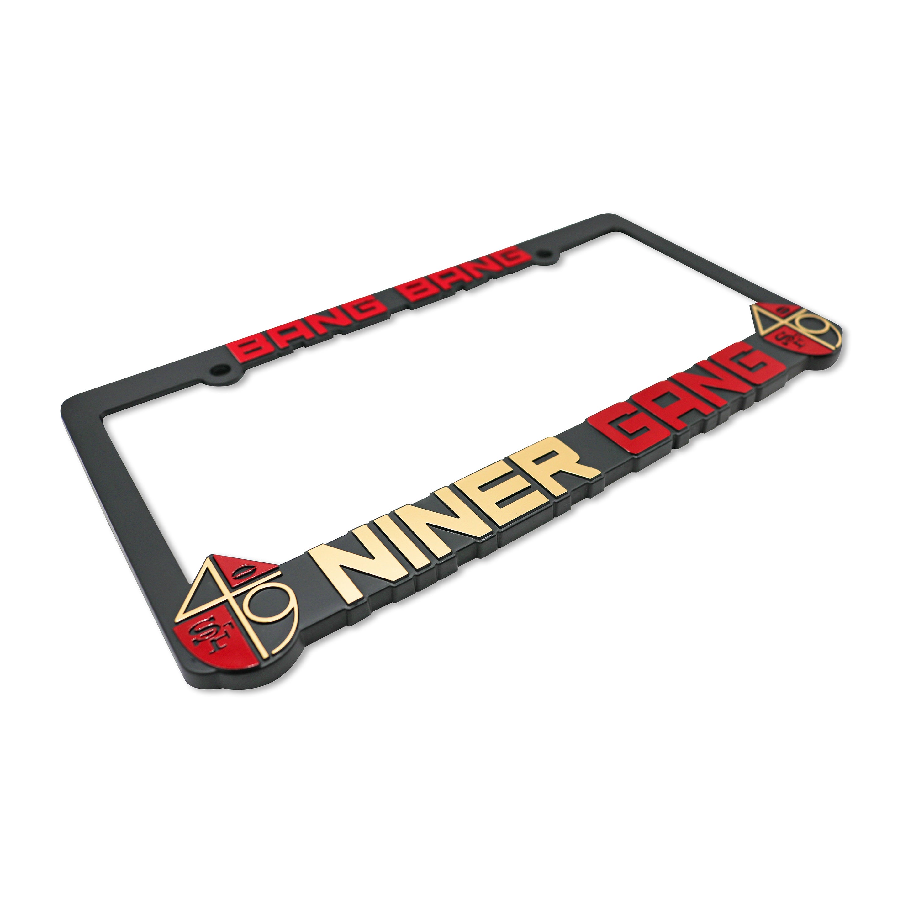 Bang Bang Niner Gang for San Francisco 3D Raised License Plate Frame | 1 Pack Car License Plate Cover | Universal US Car License Plate Holder | Auto Accessories (Car, Truck and SUV)