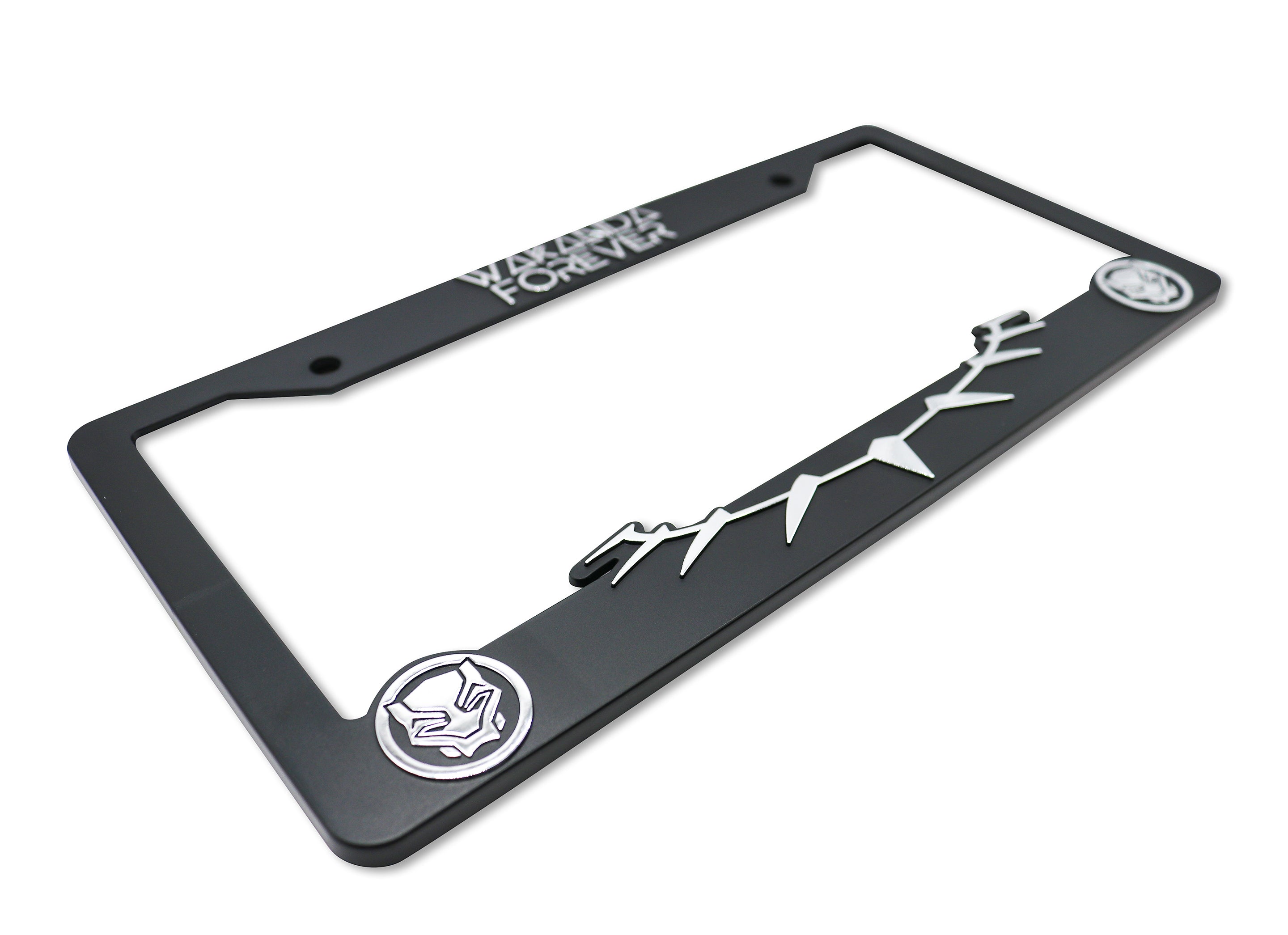 LP Frameworks Wakanda Forever 3D Raised License Plate Frame | 1 Pack Car License Plate Cover | Universal US Car Black License Plate Holder | Auto Accessories (Car, Truck and SUV) (Chrome)