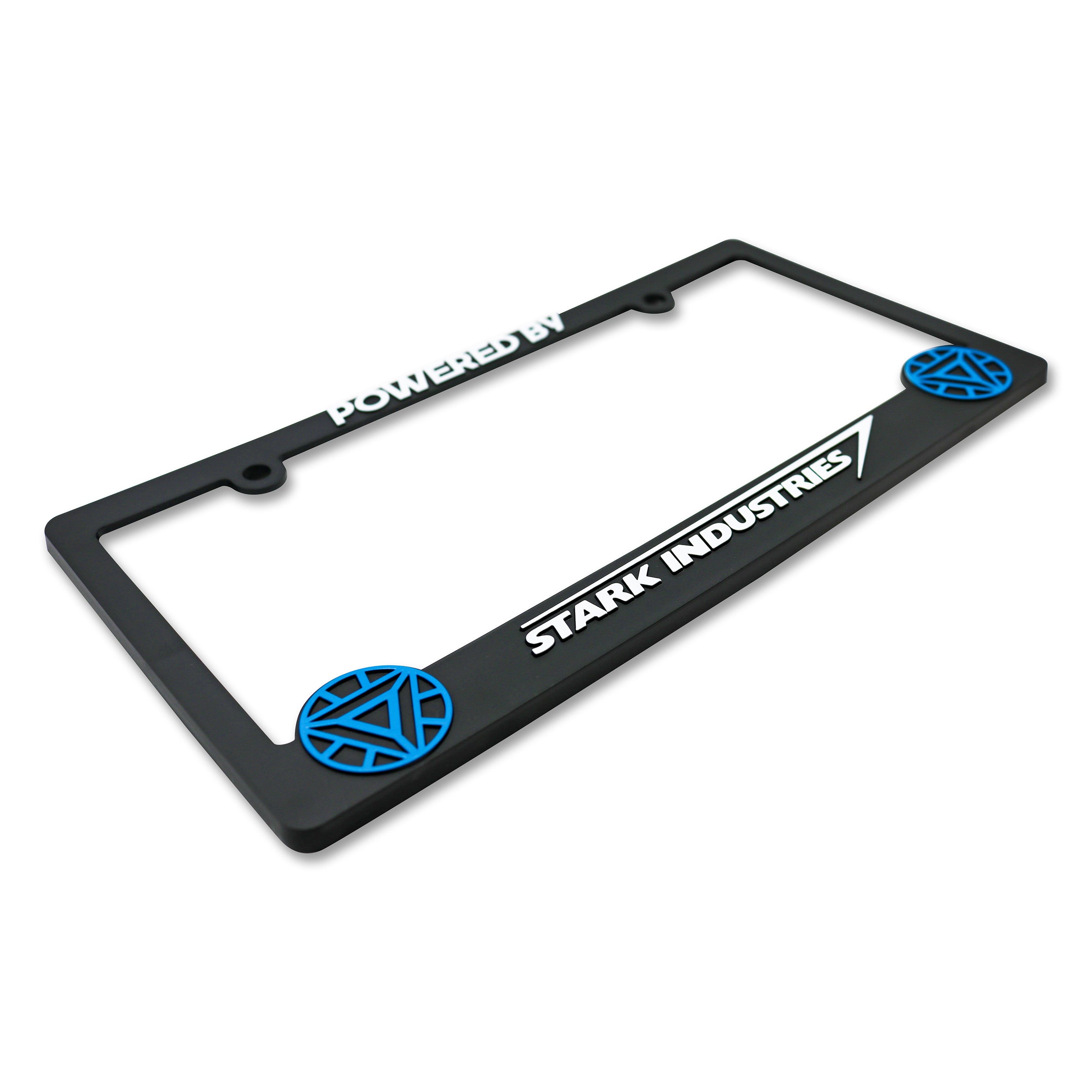 LP Frameworks Powered by Stark Industry V2 3D Raised License Plate Frame | 1 Pack Car License Plate Cover | Universal US Car Black License Plate Holder | Auto Accessories (Car, Truck and SUV)