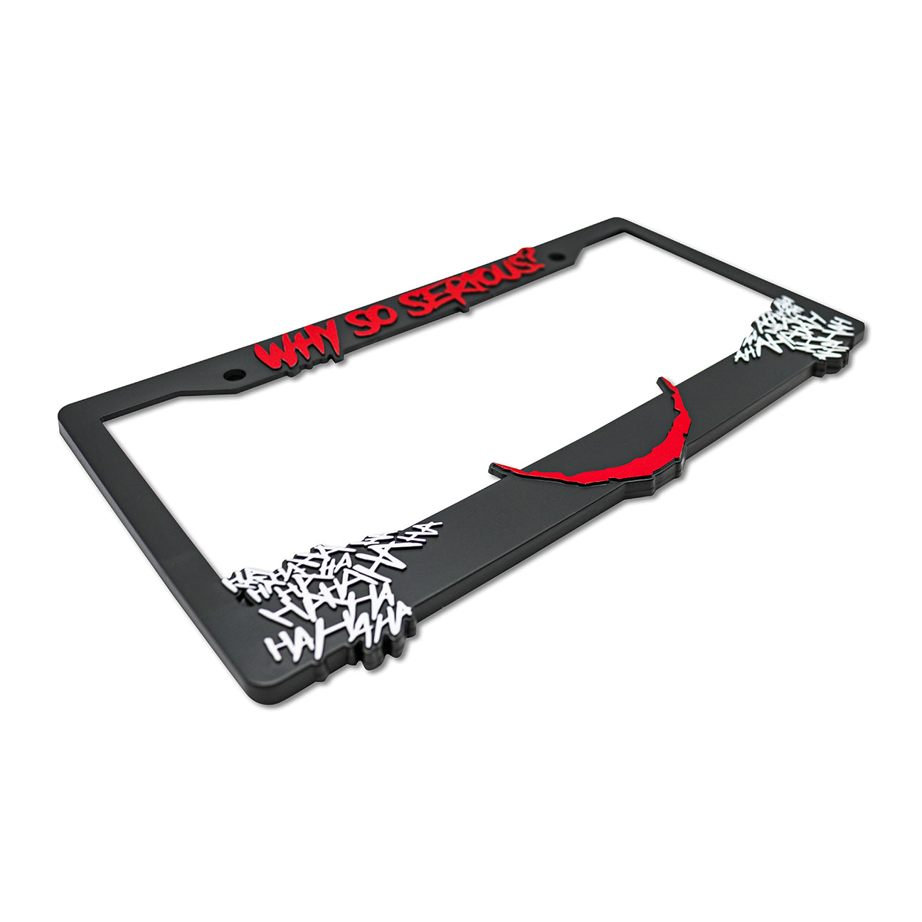 LP Frameworks Why So Serious for Joker 3D Raised License Plate Frame | 1 Pack Car License Plate Cover | Universal US Black License Plate Holder | Auto Accessories (Car, Truck and SUV)